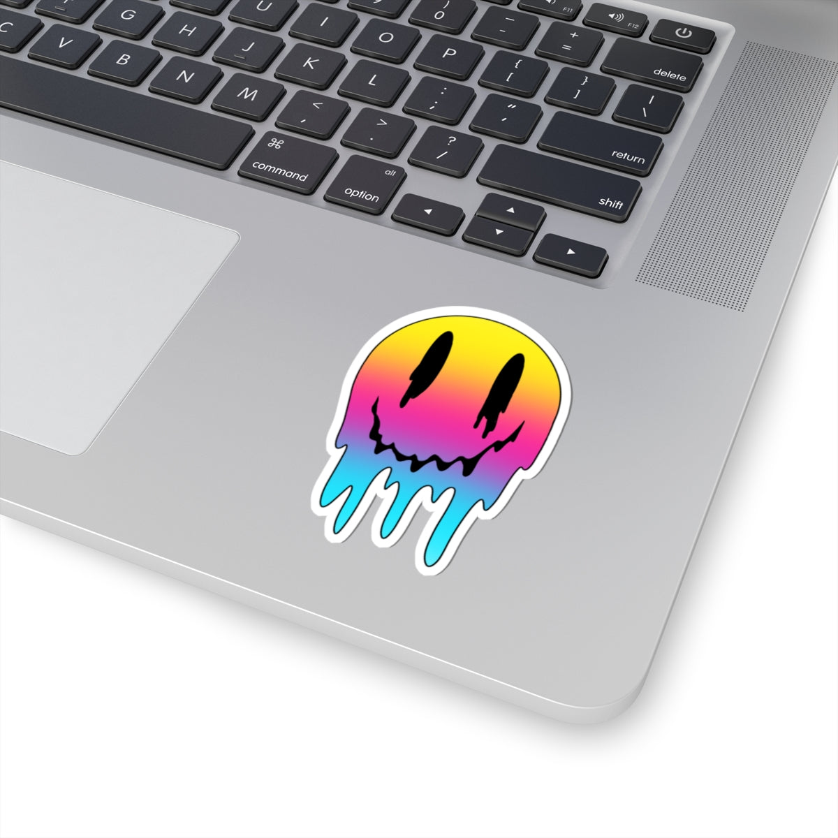 Dripping Rainbow Smiley Sticker — Melted Grunge Laptop Decal