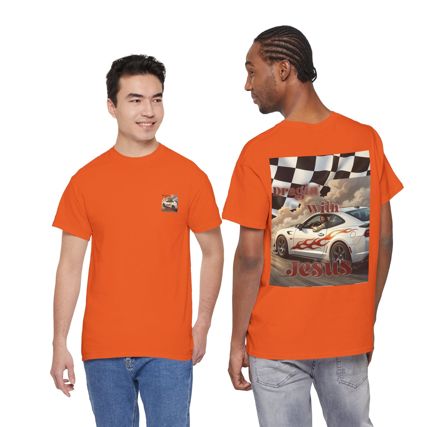 T-Shirt — "Dragin' With Jesus" Retro Racing Graphic Tee