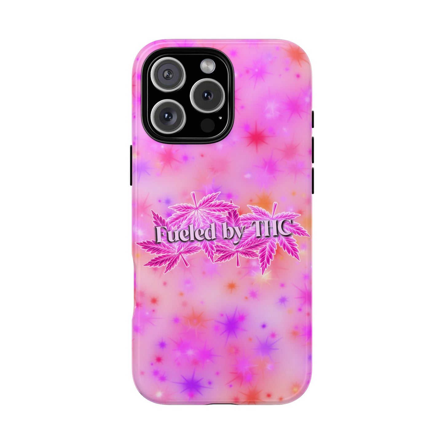 Fueled by THC Phone Case — Pink Cannabis Leaf Protective Case