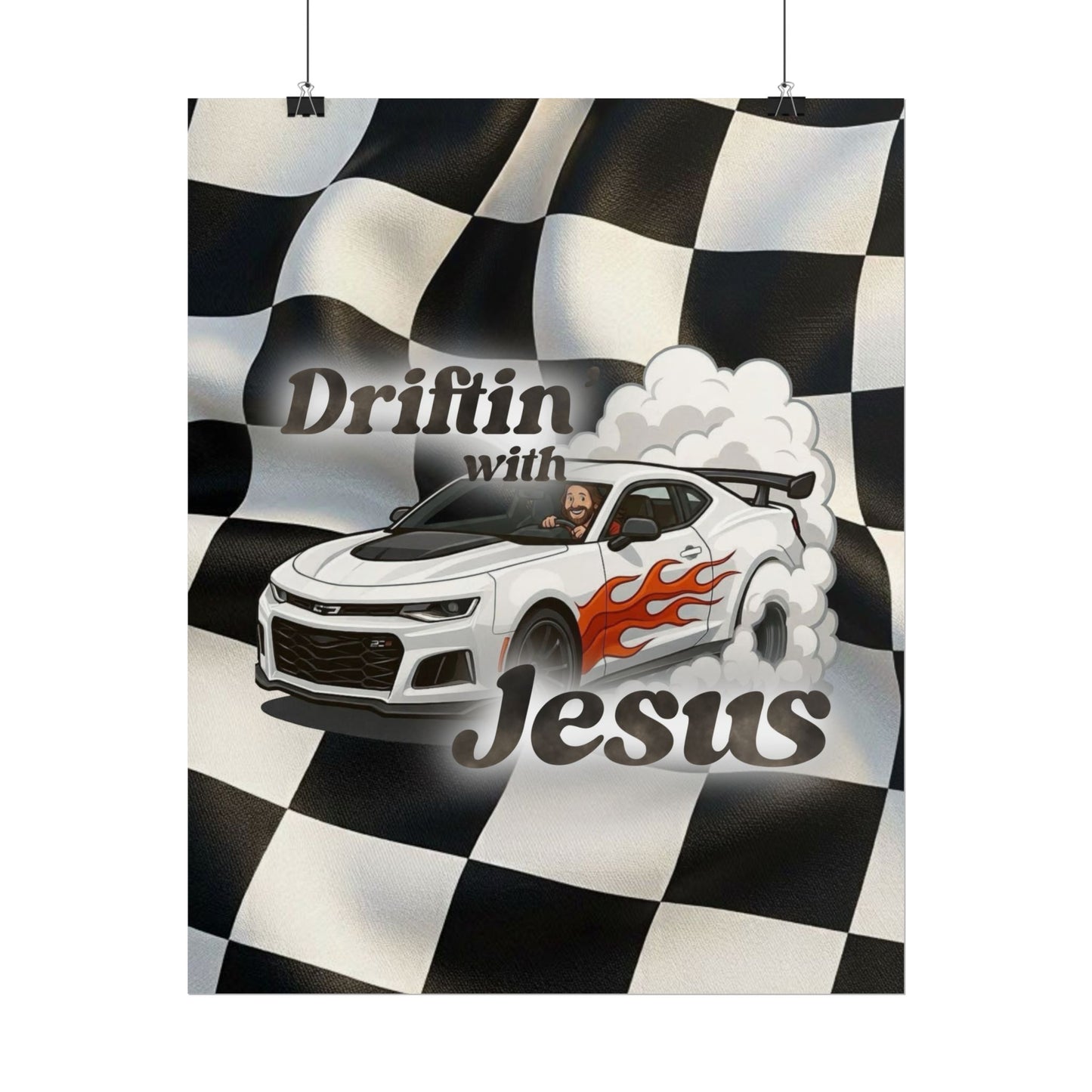Rolled Poster — "Driftin' with Jesus" Racing Car Wall Art