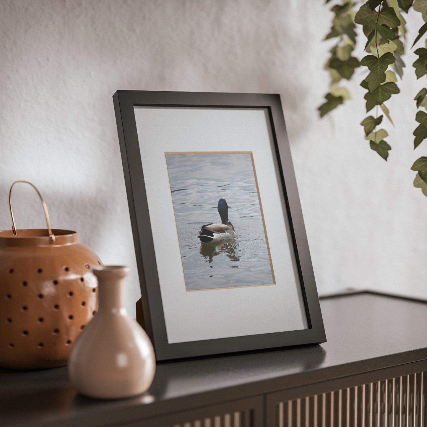 Framed Duck Poster — Black Frame Wall Art (Mallard Photography)
