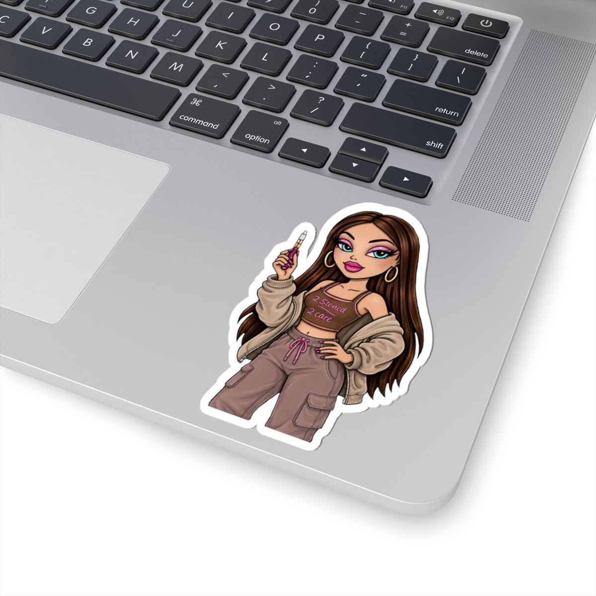 Bratz-Style Girl Sticker — ". 2Stoned 2 Care" Kiss-Cut Vinyl Decal