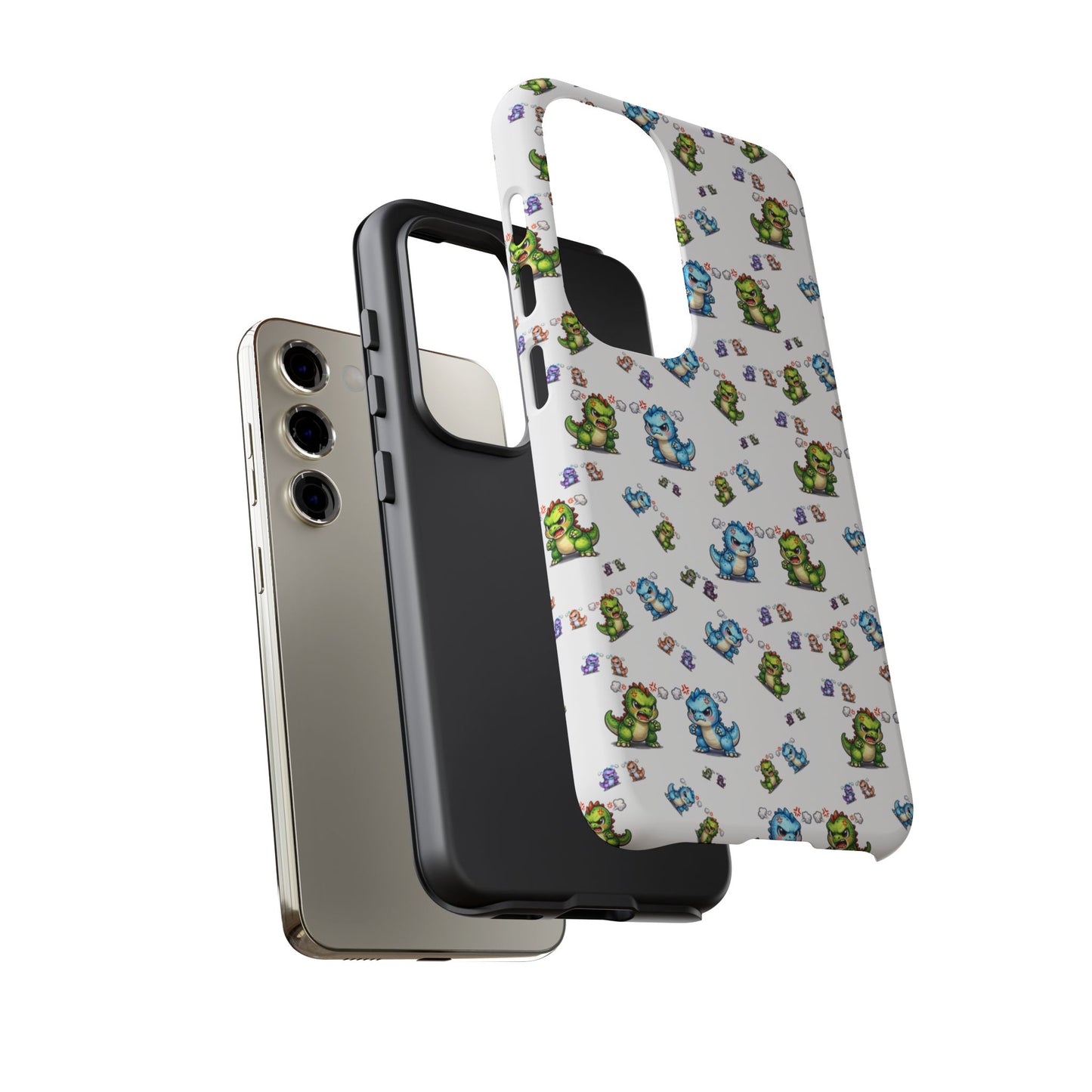Cute Dino Pattern Phone Case — Playful Cartoon Dinosaur Tough Phone Cover