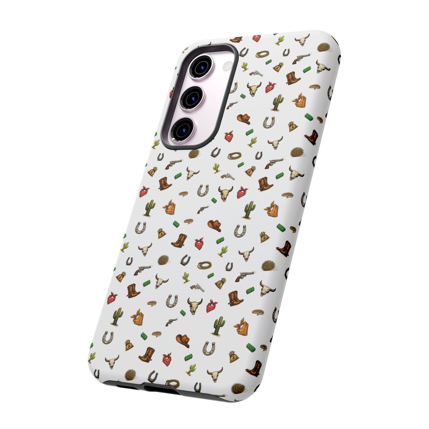 Western Pattern Phone Case — Cowboy Boots, Hats, Horseshoes & Cactus Tough Case