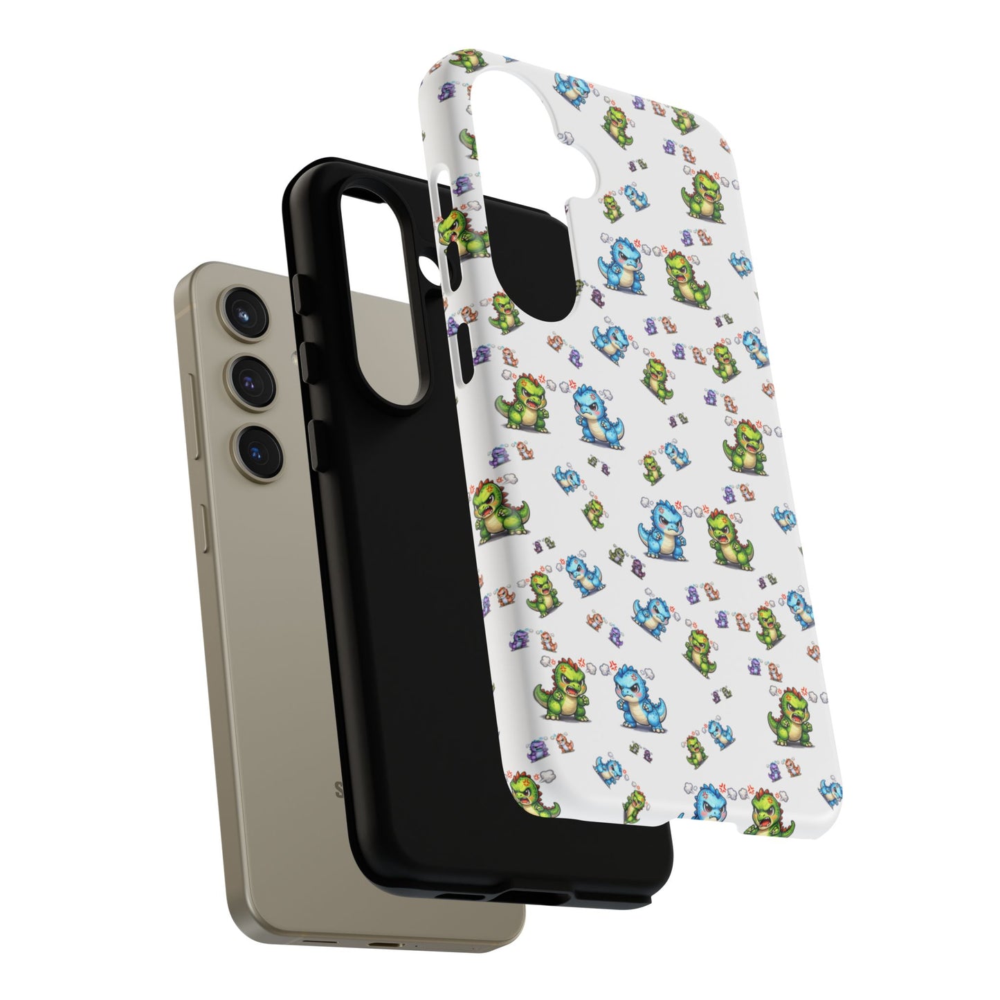Cute Dino Pattern Phone Case — Playful Cartoon Dinosaur Tough Phone Cover