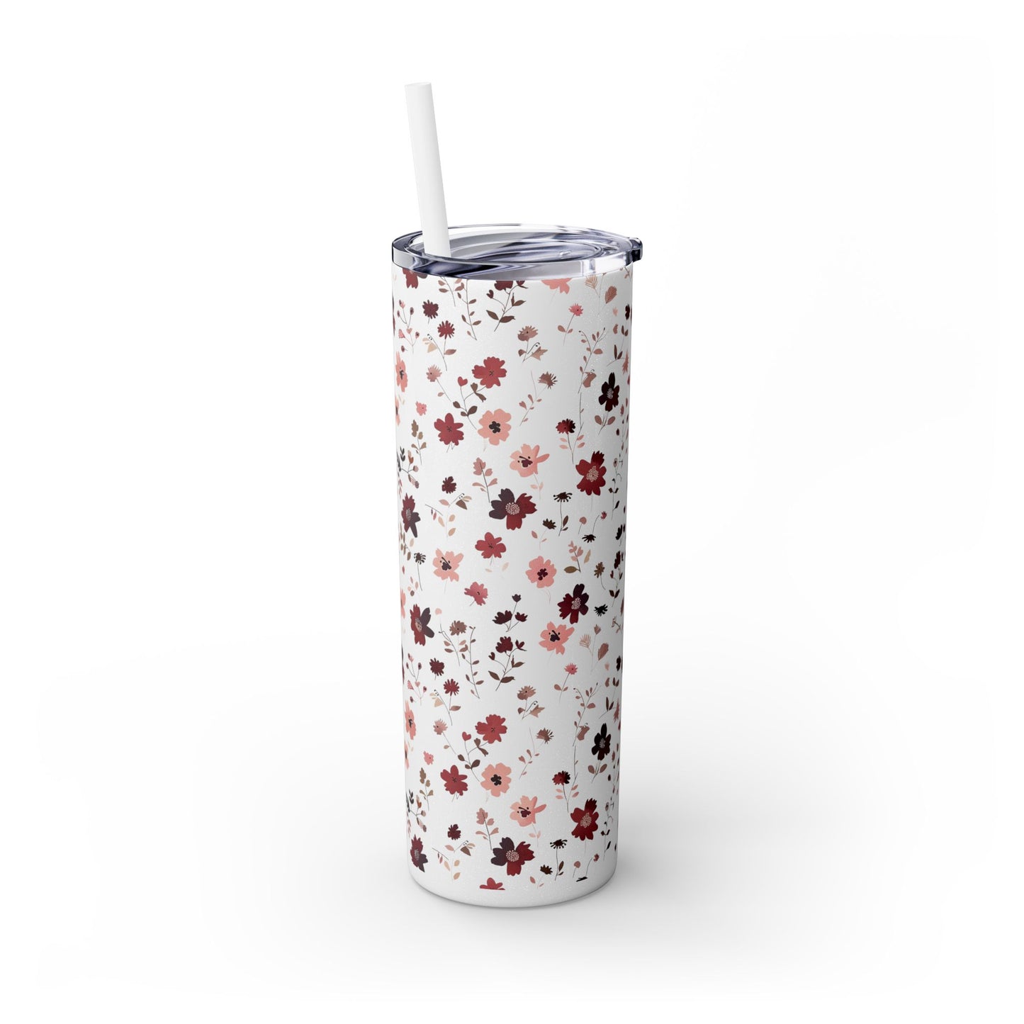 Floral Skinny Tumbler 20oz – Pink Blossom Straw Cup