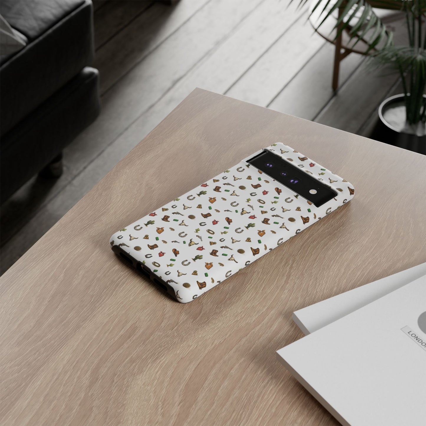 Western Pattern Phone Case — Cowboy Boots, Hats, Horseshoes & Cactus Tough Case