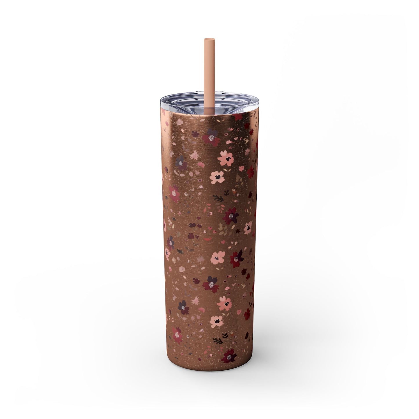 Floral Skinny Tumbler 20oz – Pink Blossom Straw Cup