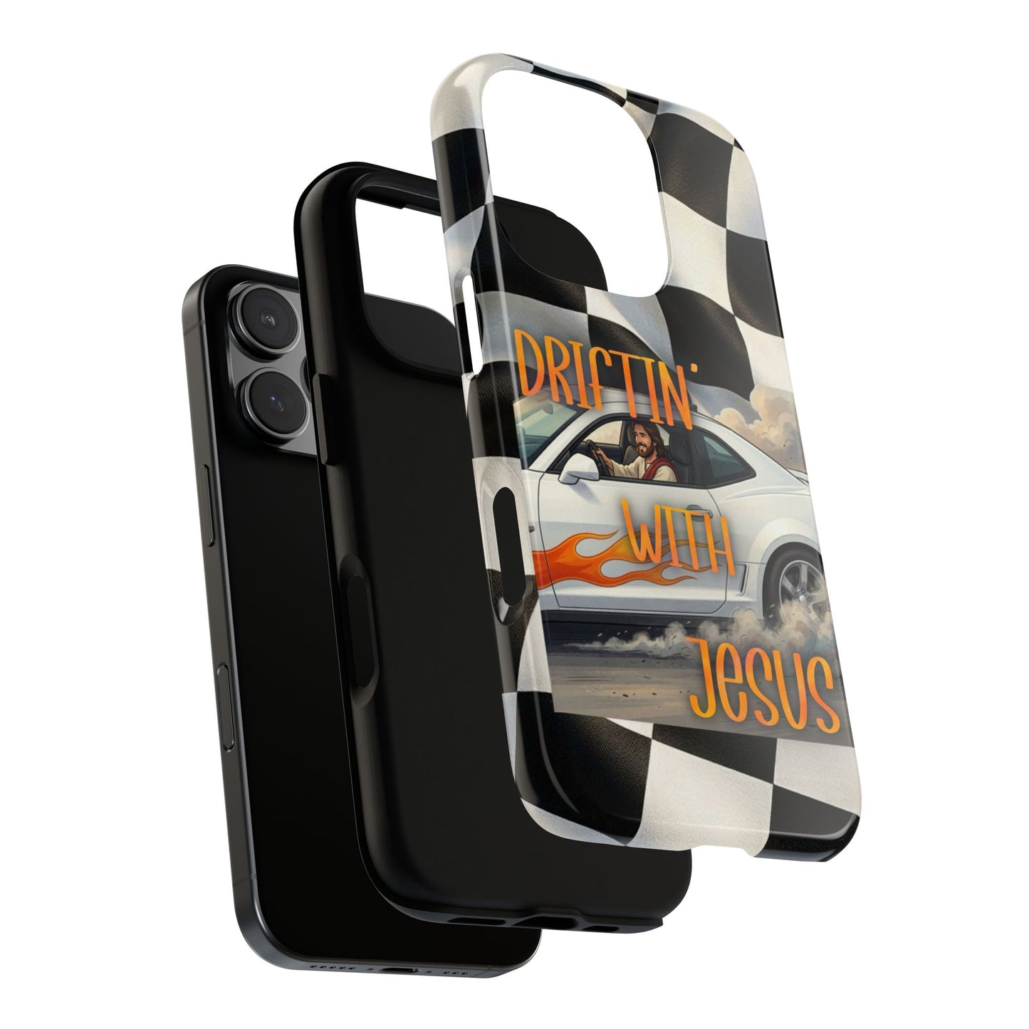 Phone Case — "Driftin' with Jesus" Racing Flag Design- iPhone