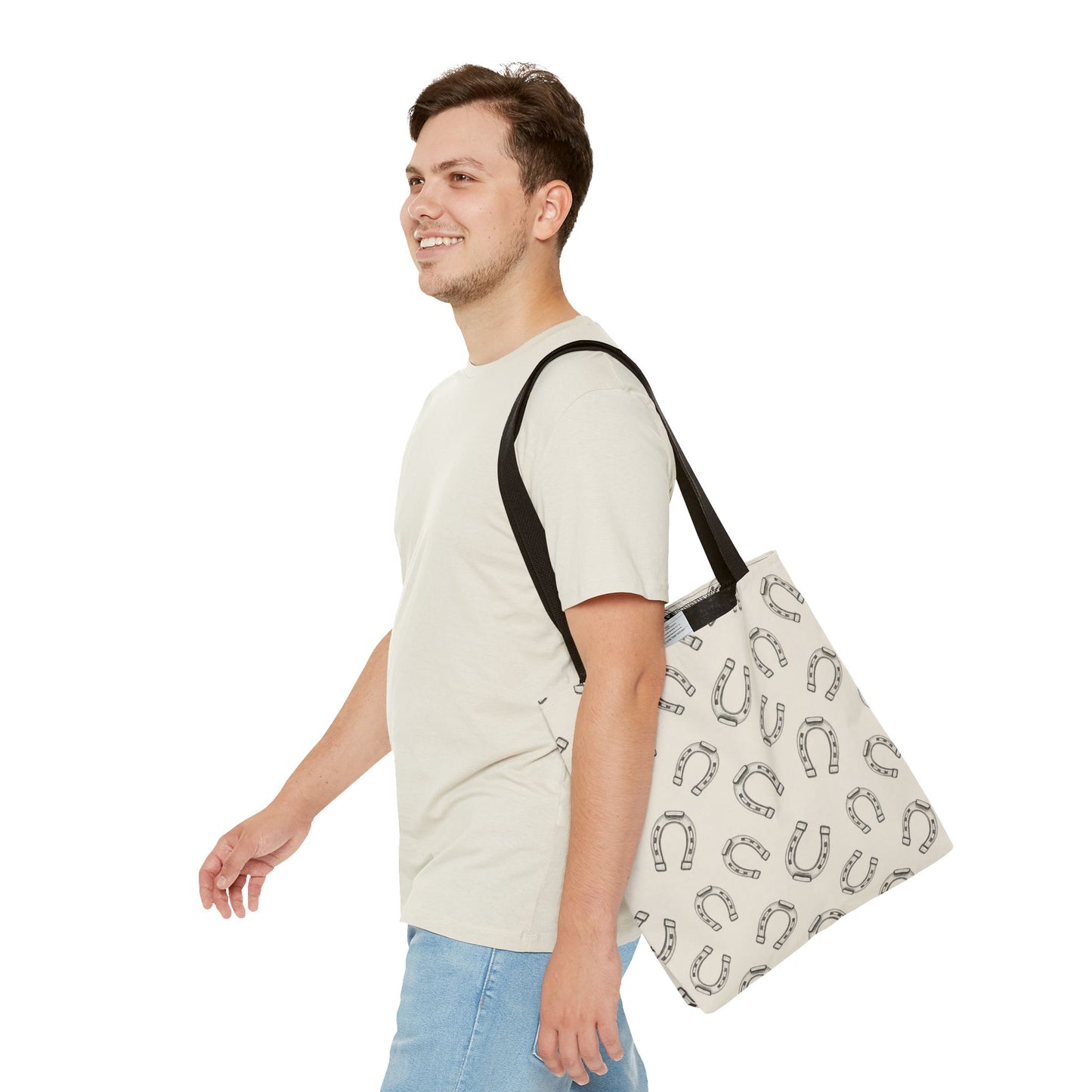 Horseshoe Pattern Tote Bag – Lucky Neutral Printed Canvas Tote
