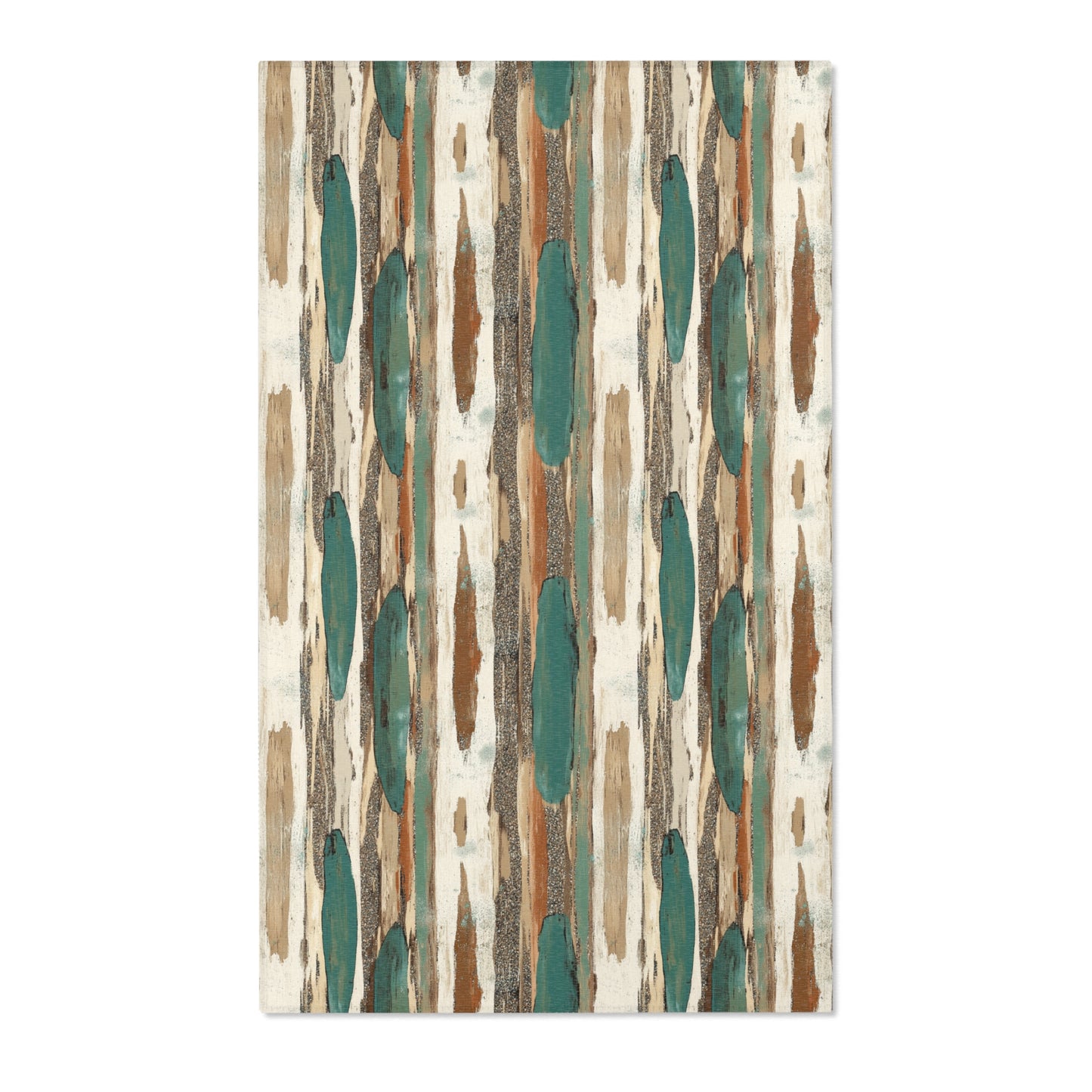 Boho Teal & Rust Brushstroke Area Rug
