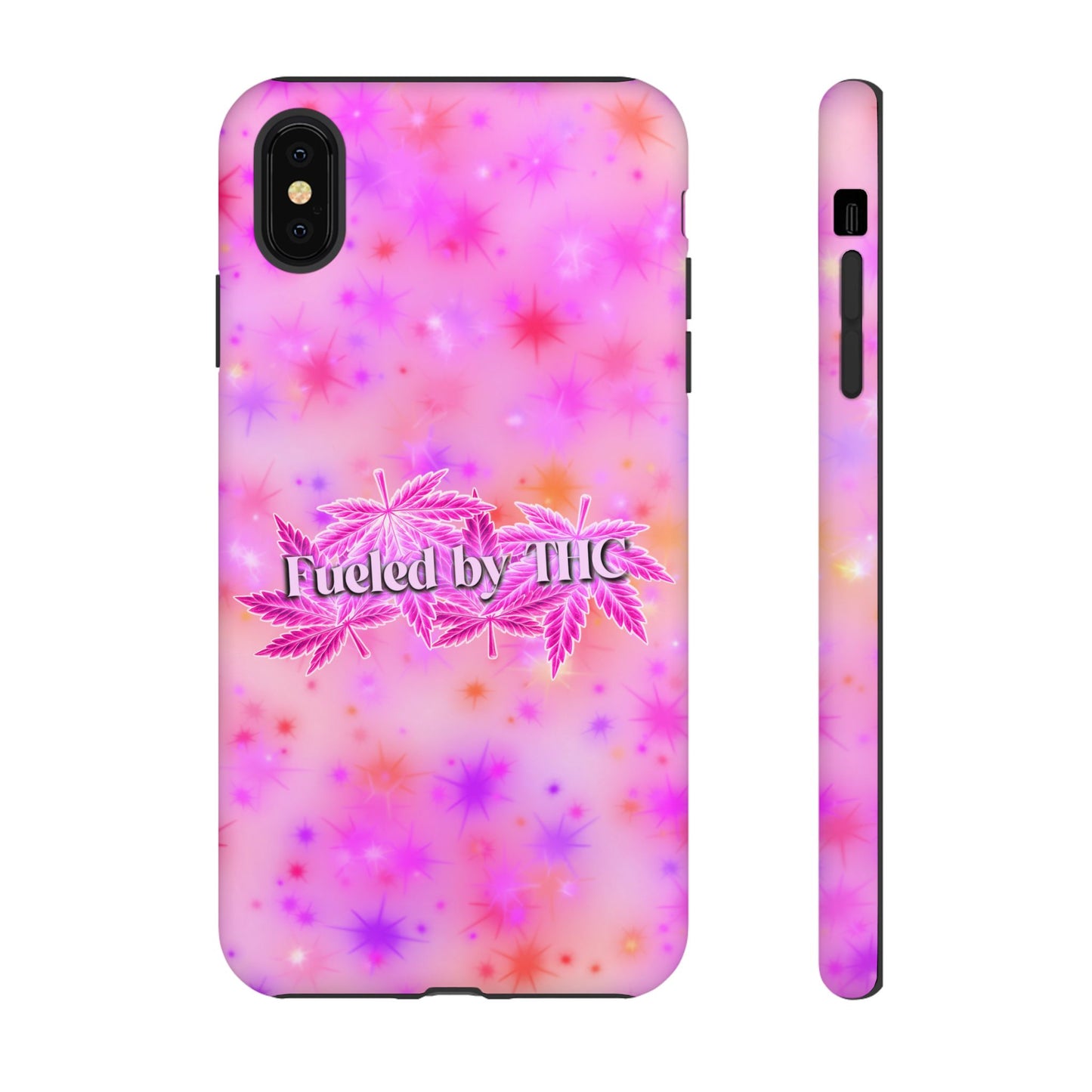 Fueled by THC Phone Case — Pink Cannabis Leaf Protective Case