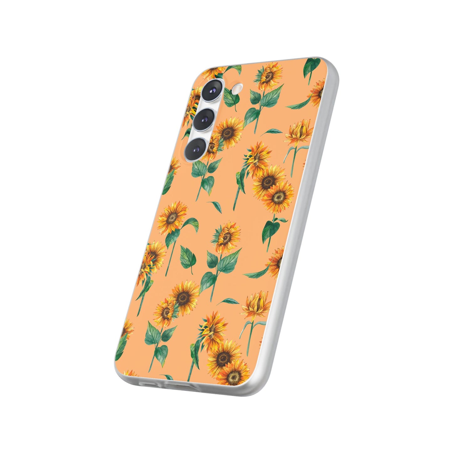 Sunflower Pattern Phone Case — Floral Peach Slim Flexi Case