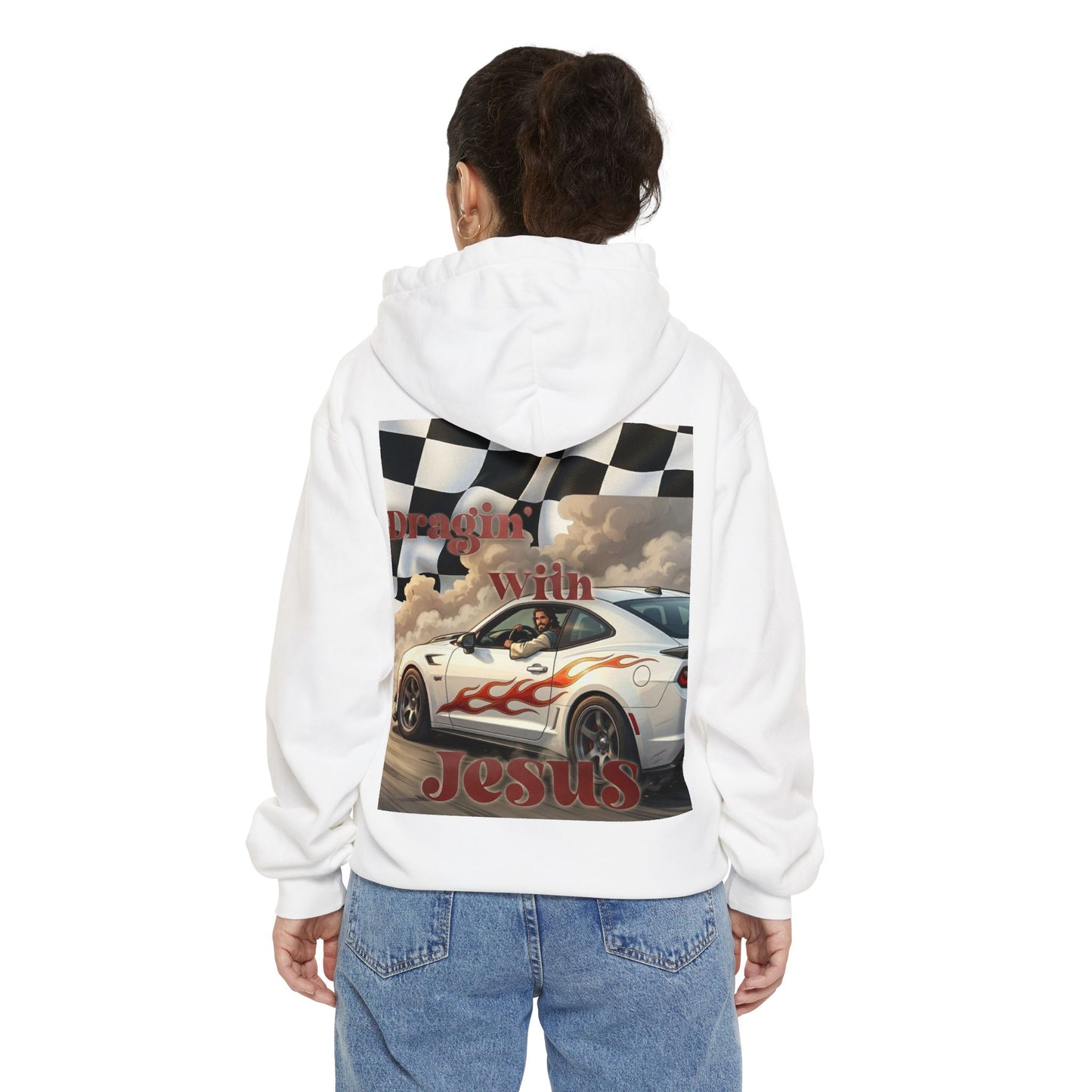 Dragin with Jesus Hoodie — Small Chest Print