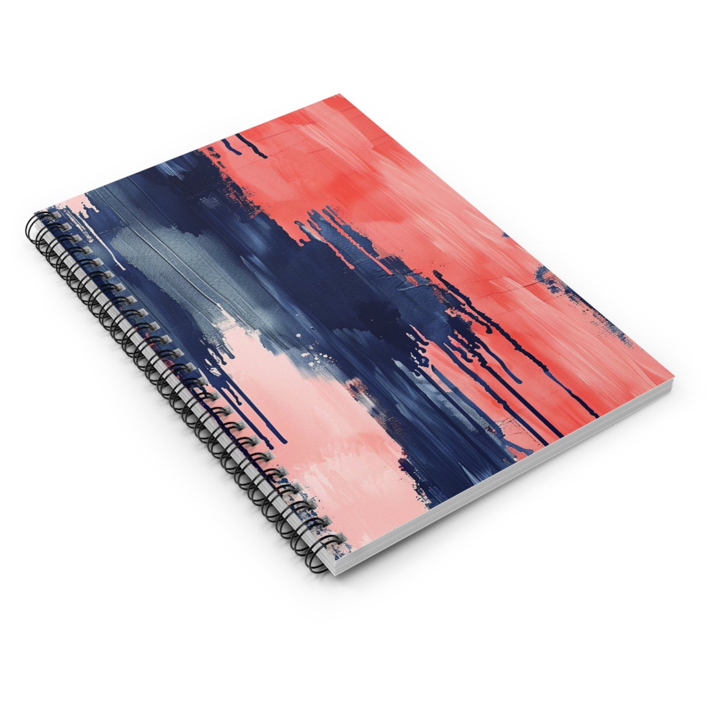 Abstract Coral & Navy Spiral Notebook — Ruled Journal for Notes, Sketches & Gifts