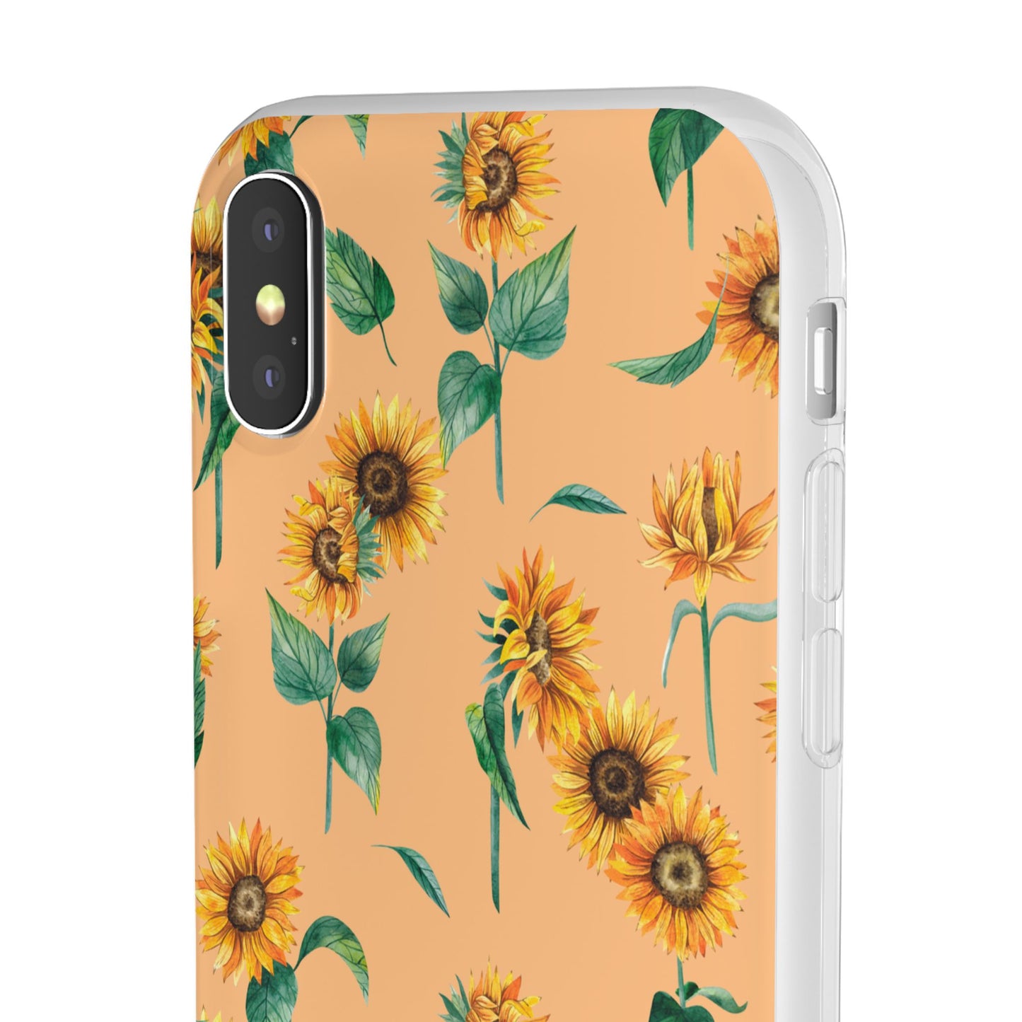 Sunflower Pattern Flexi Case — Floral Phone Case on Peach Background
