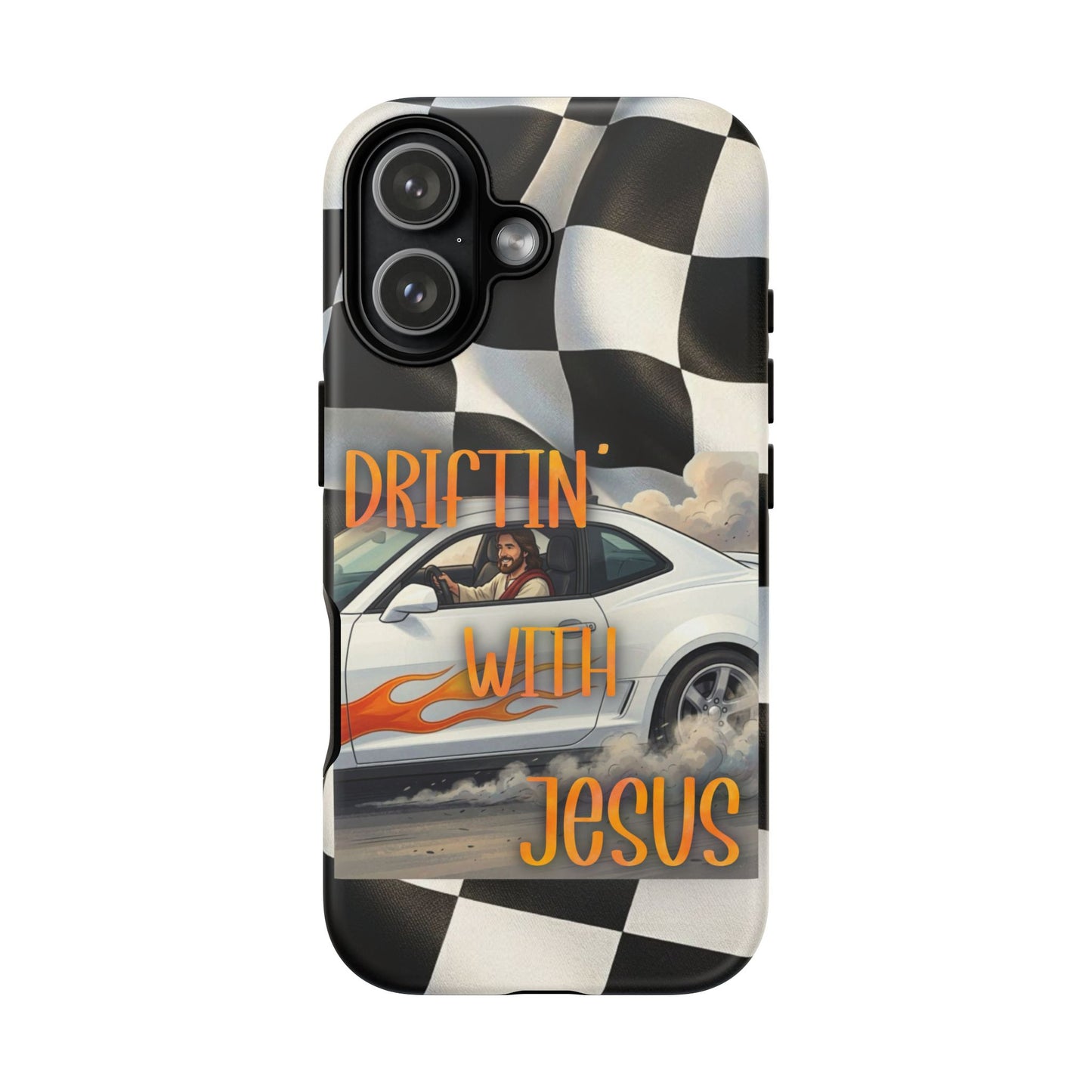Phone Case — "Driftin' with Jesus" Racing Flag Design- iPhone