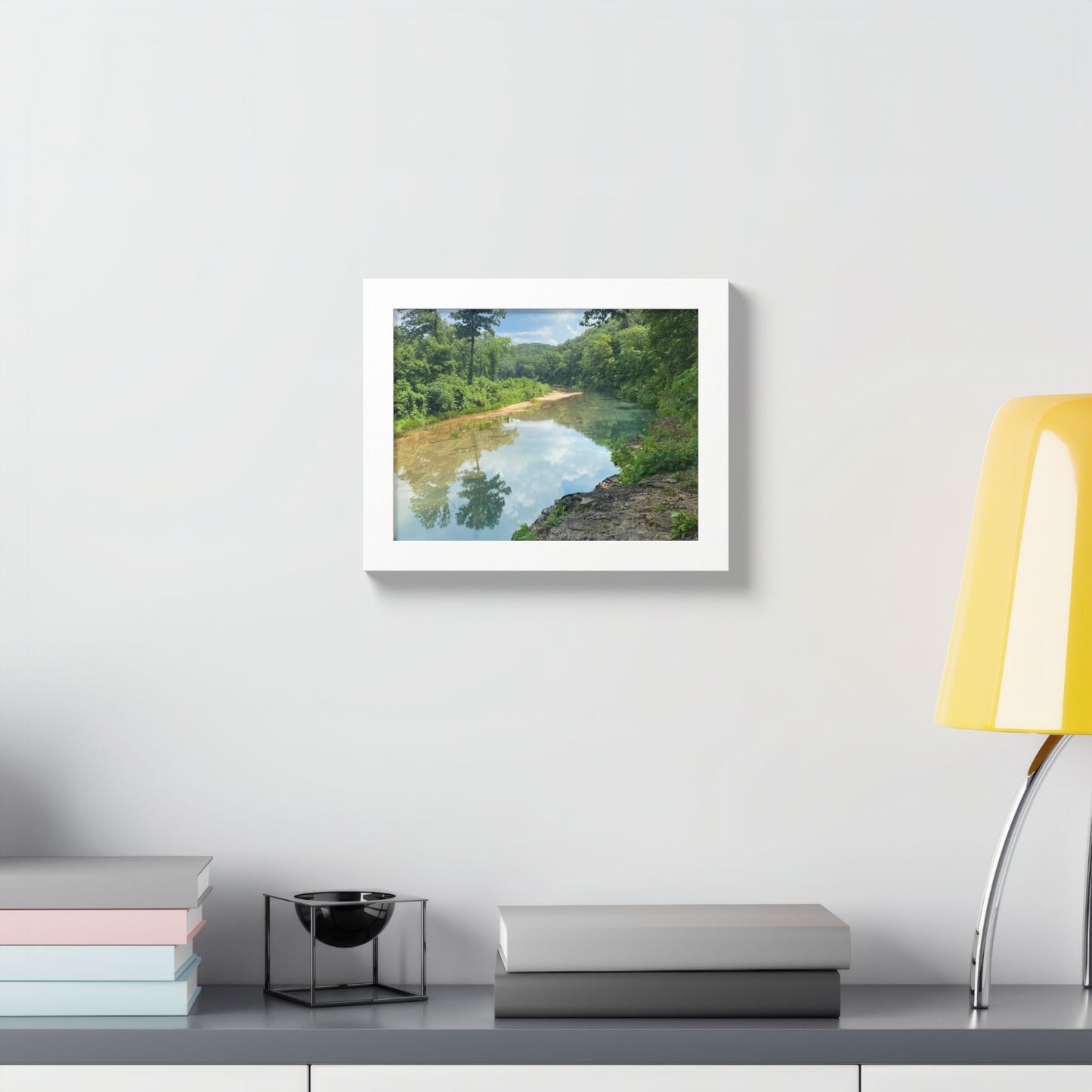Framed Nature Poster — Serene River Landscape Wall Art