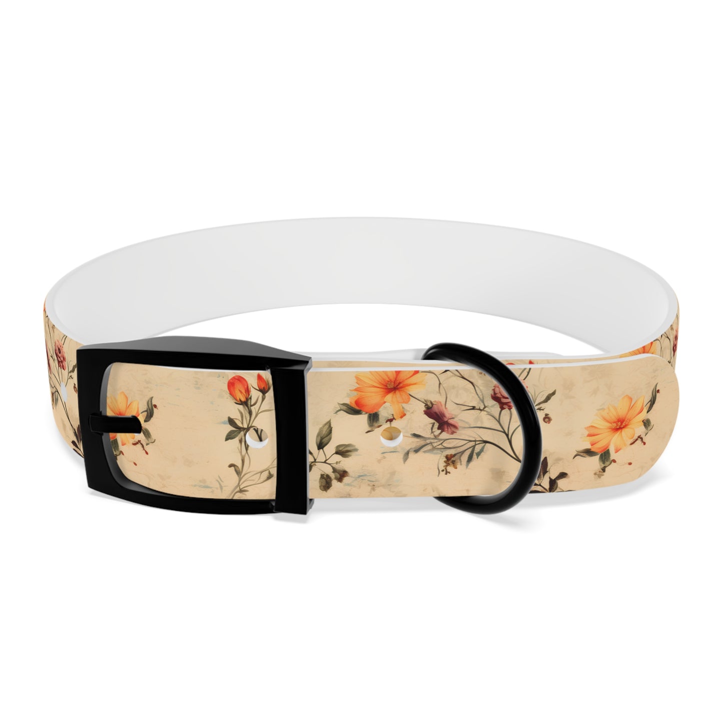 Floral Vintage Dog Collar – Peach Rose Print Pet Collar