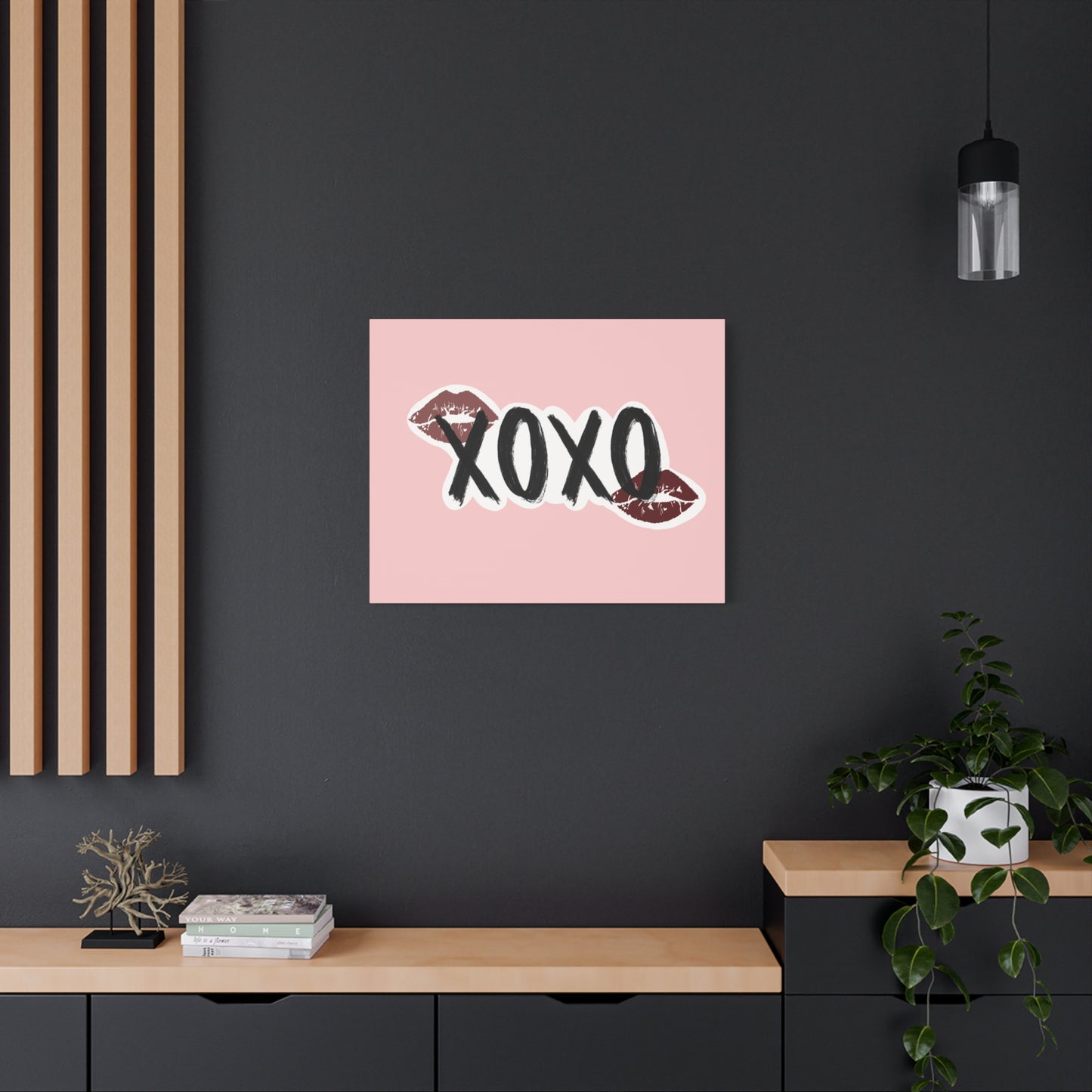 XOXO Kiss Wall Canvas — Pink Romantic Home Décor for Valentine’s Day