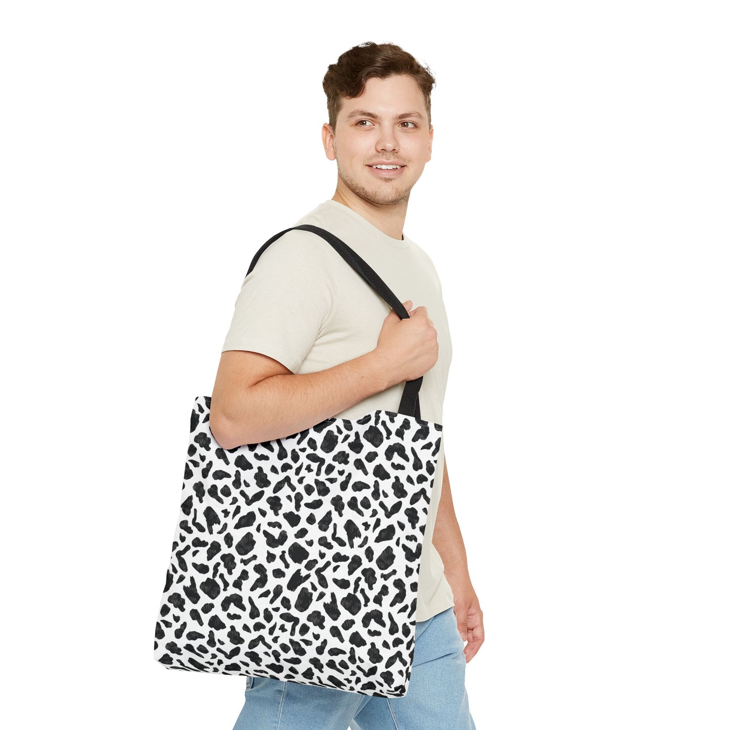 Cow Print Tote Bag – Black & White AOP Canvas Tote