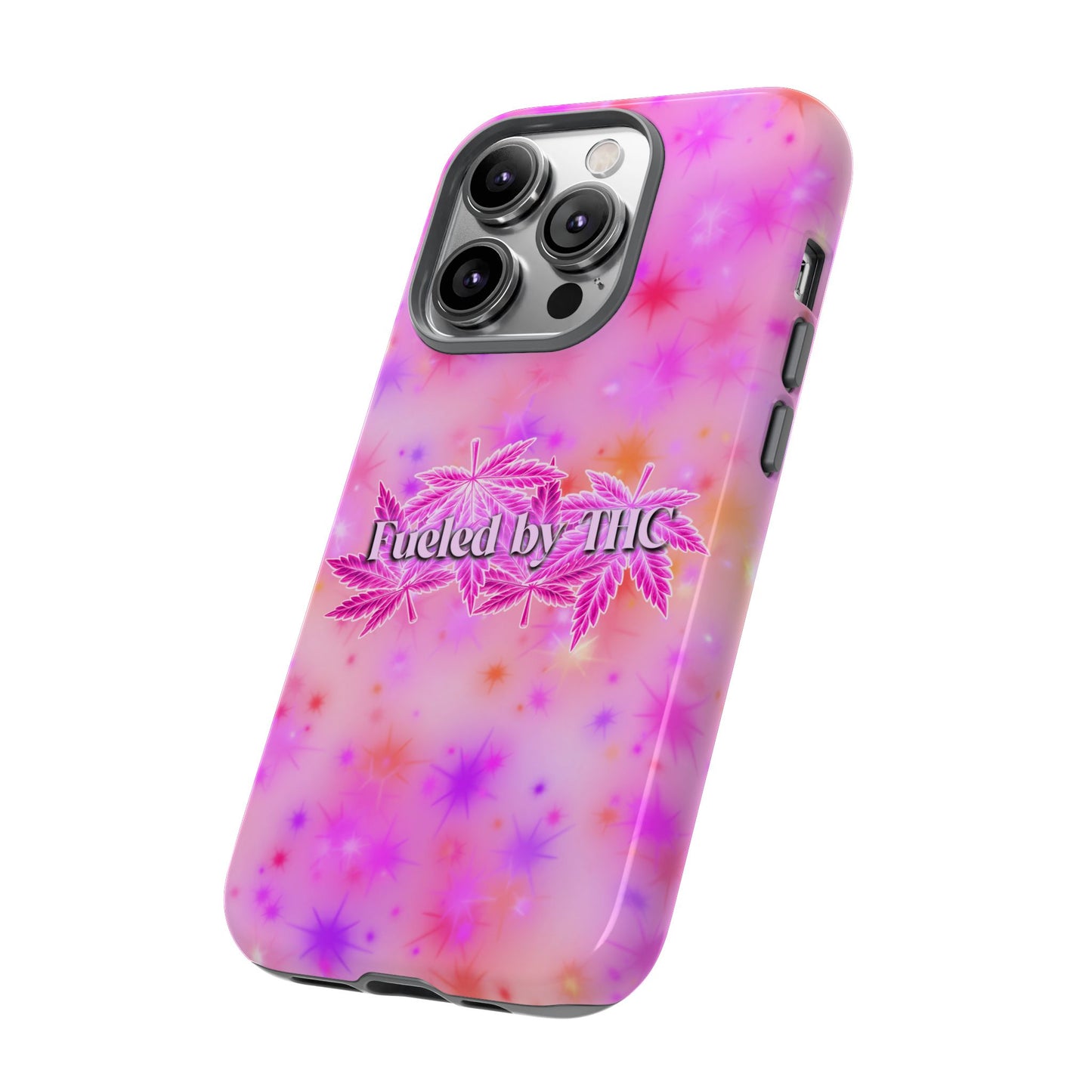 Fueled by THC Phone Case — Pink Cannabis Leaf Protective Case