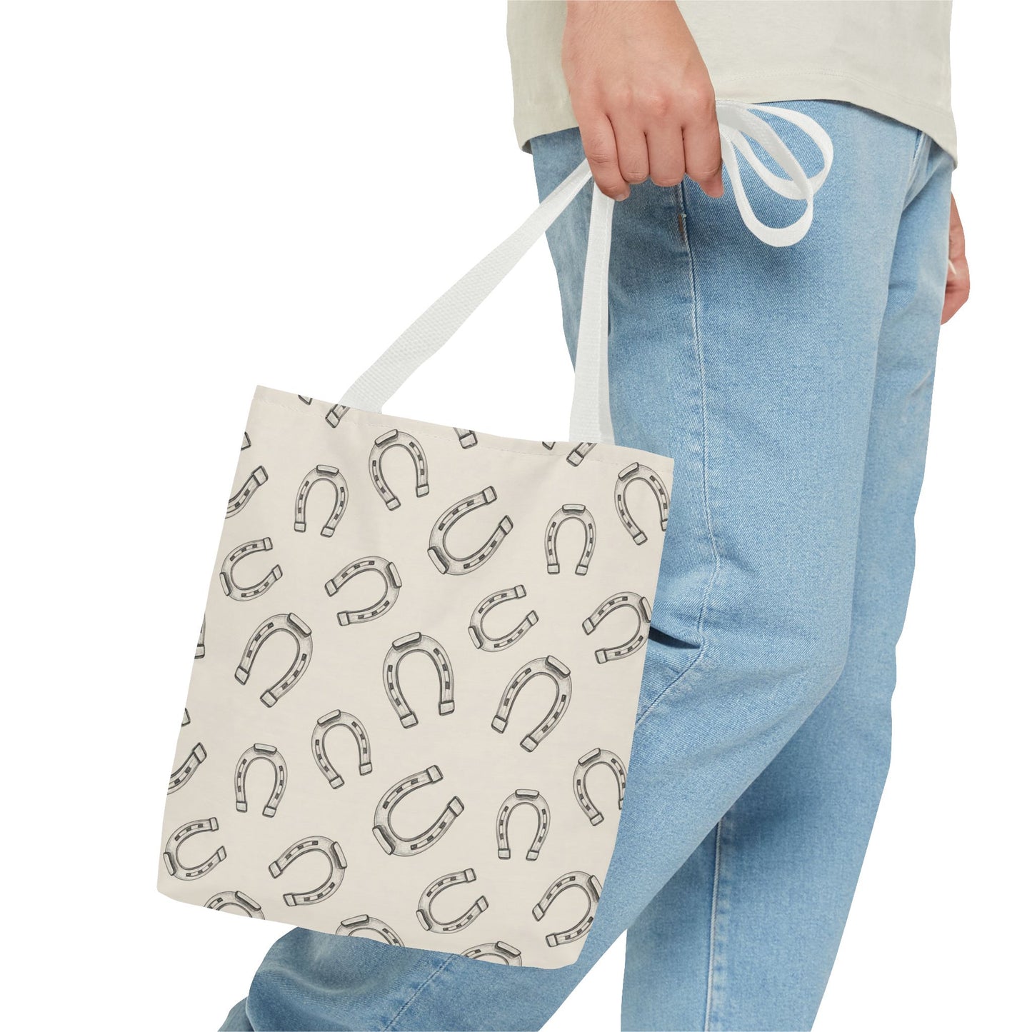Horseshoe Pattern Tote Bag – Lucky Neutral Printed Canvas Tote