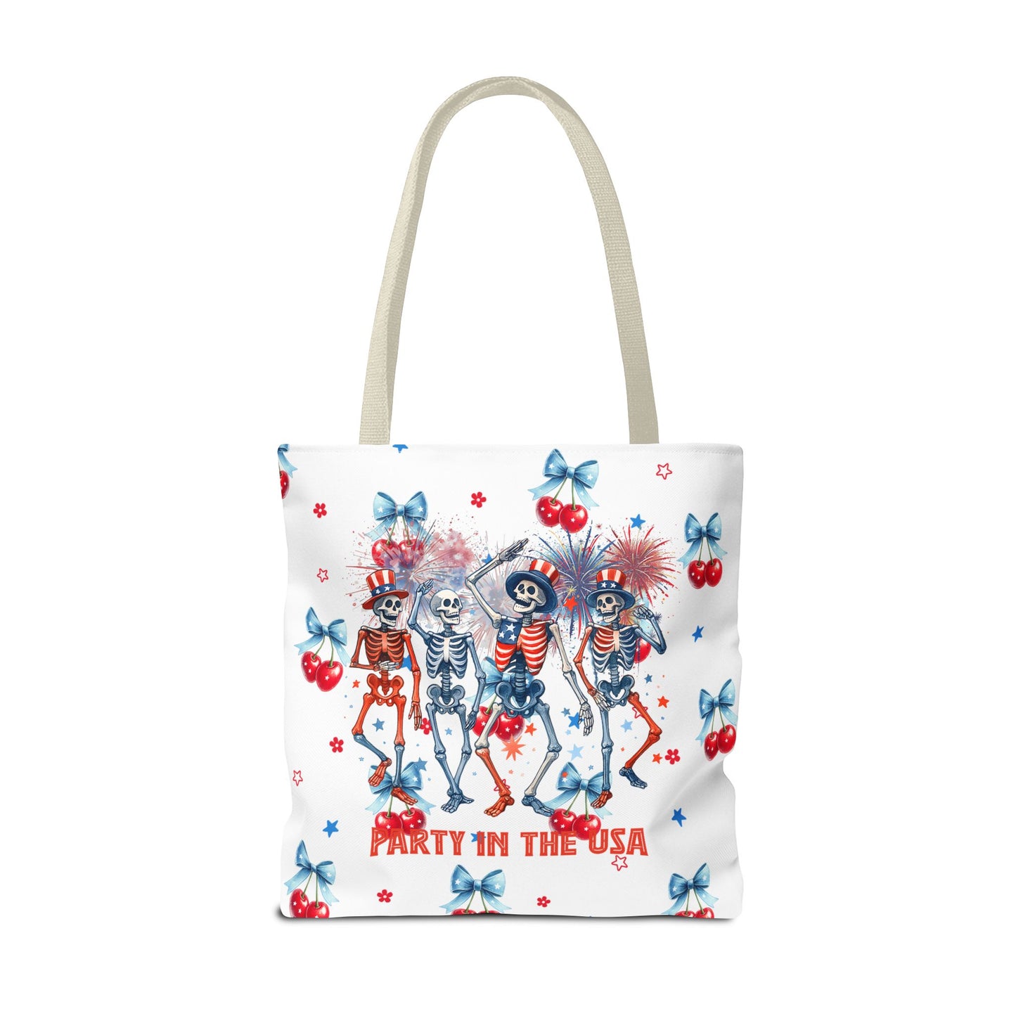 Patriotic Skeletons Tote Bag — "Party in the USA" 4th of July All-Over Print