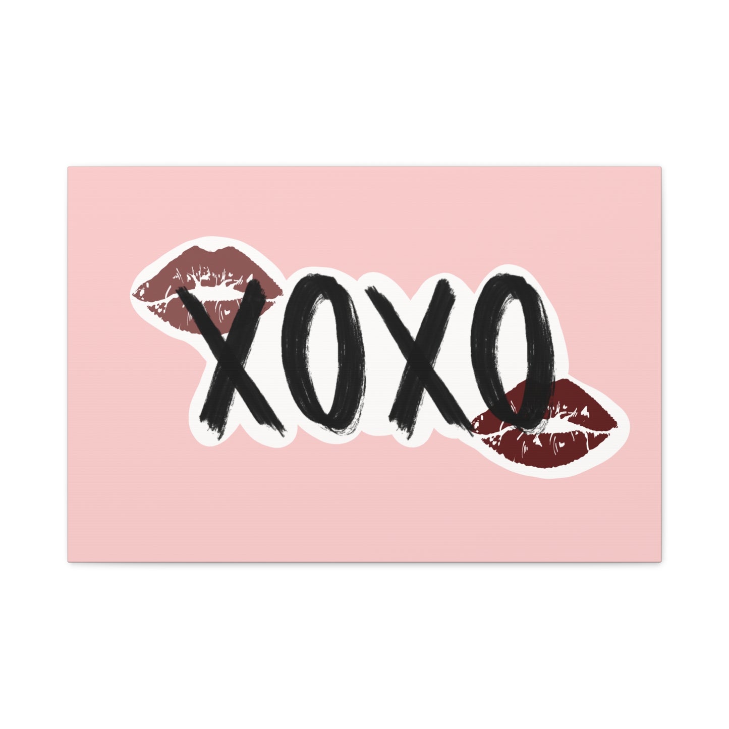 XOXO Kiss Wall Canvas — Pink Romantic Home Décor for Valentine’s Day