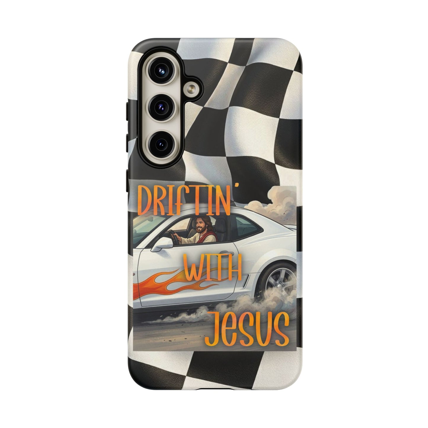 Phone Case — "Driftin' With Jesus" Racing Crosscheck Design - Samsung/ Google phones