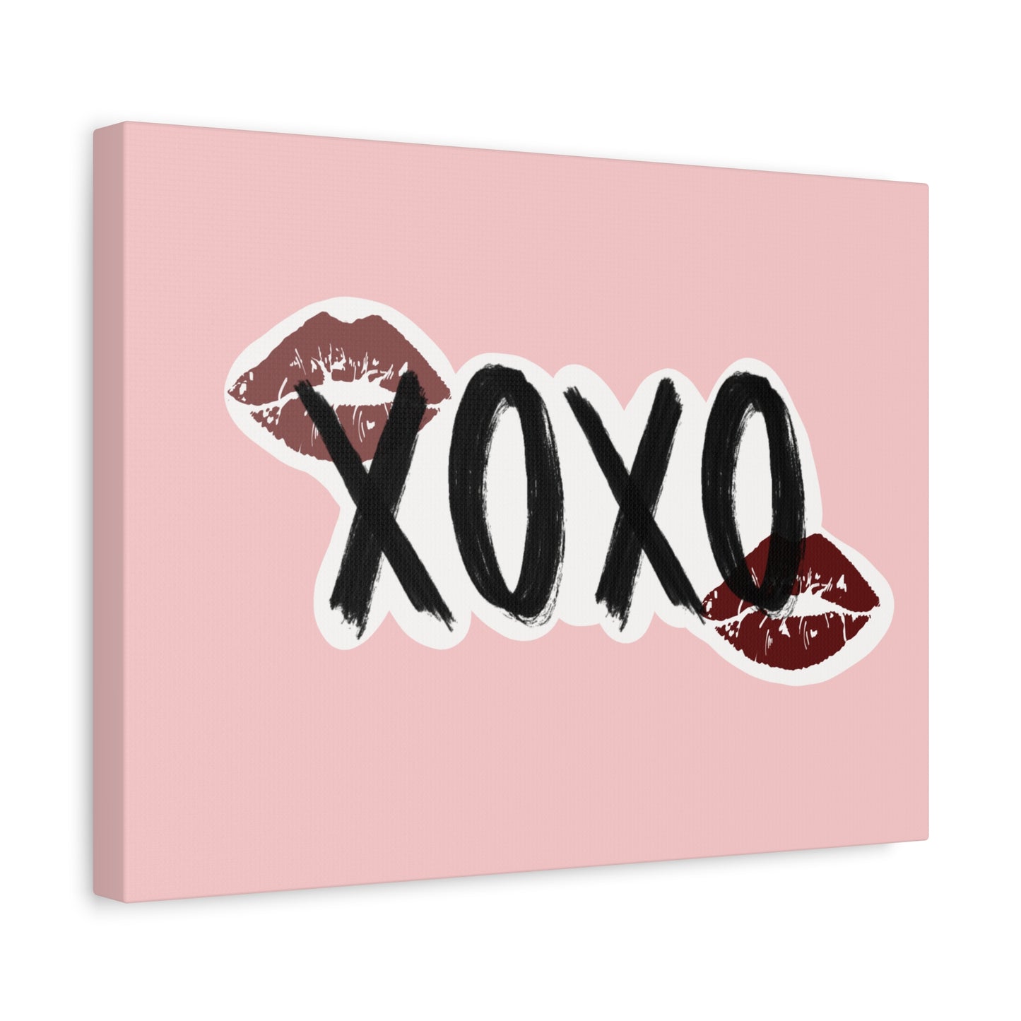 XOXO Kiss Wall Canvas — Pink Romantic Home Décor for Valentine’s Day