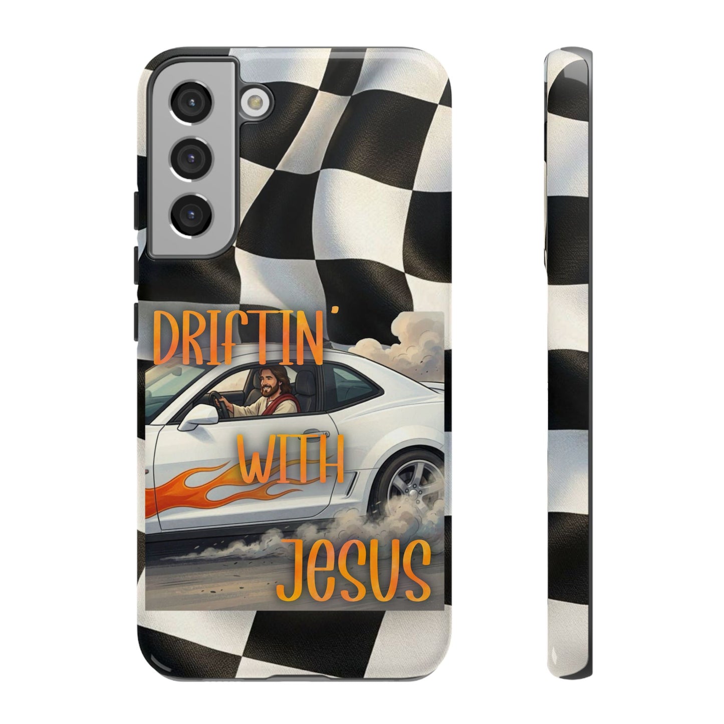 Phone Case — "Driftin' With Jesus" Racing Crosscheck Design - Samsung/ Google phones