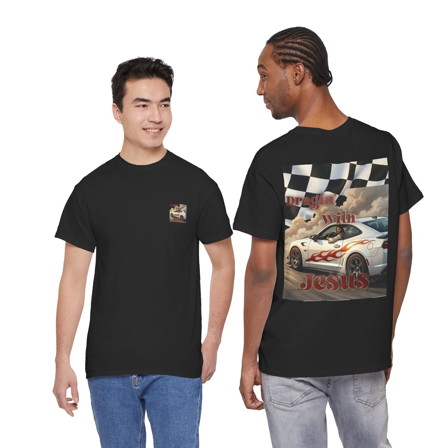 T-Shirt — "Dragin' With Jesus" Retro Racing Graphic Tee