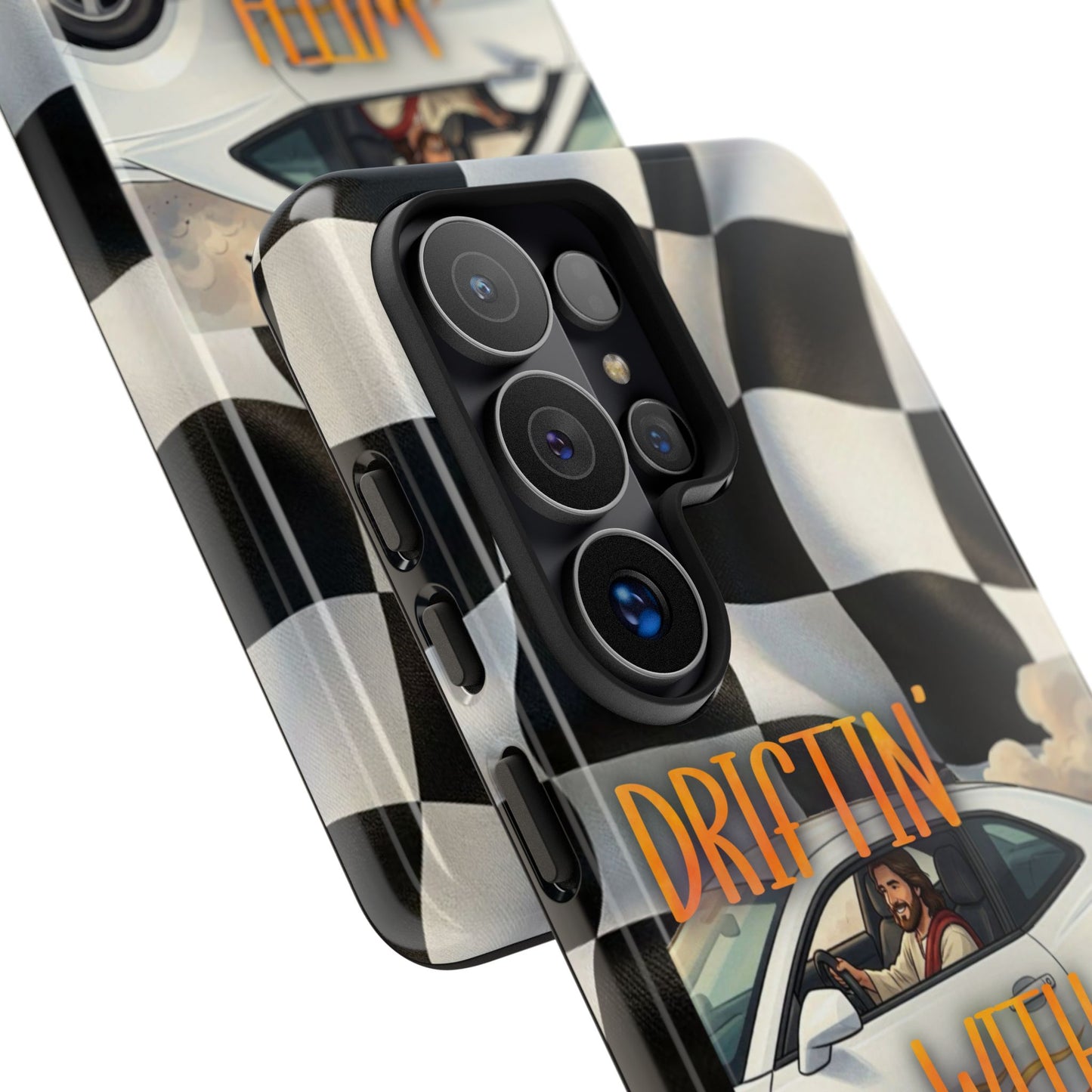Phone Case — "Driftin' With Jesus" Racing Crosscheck Design - Samsung/ Google phones