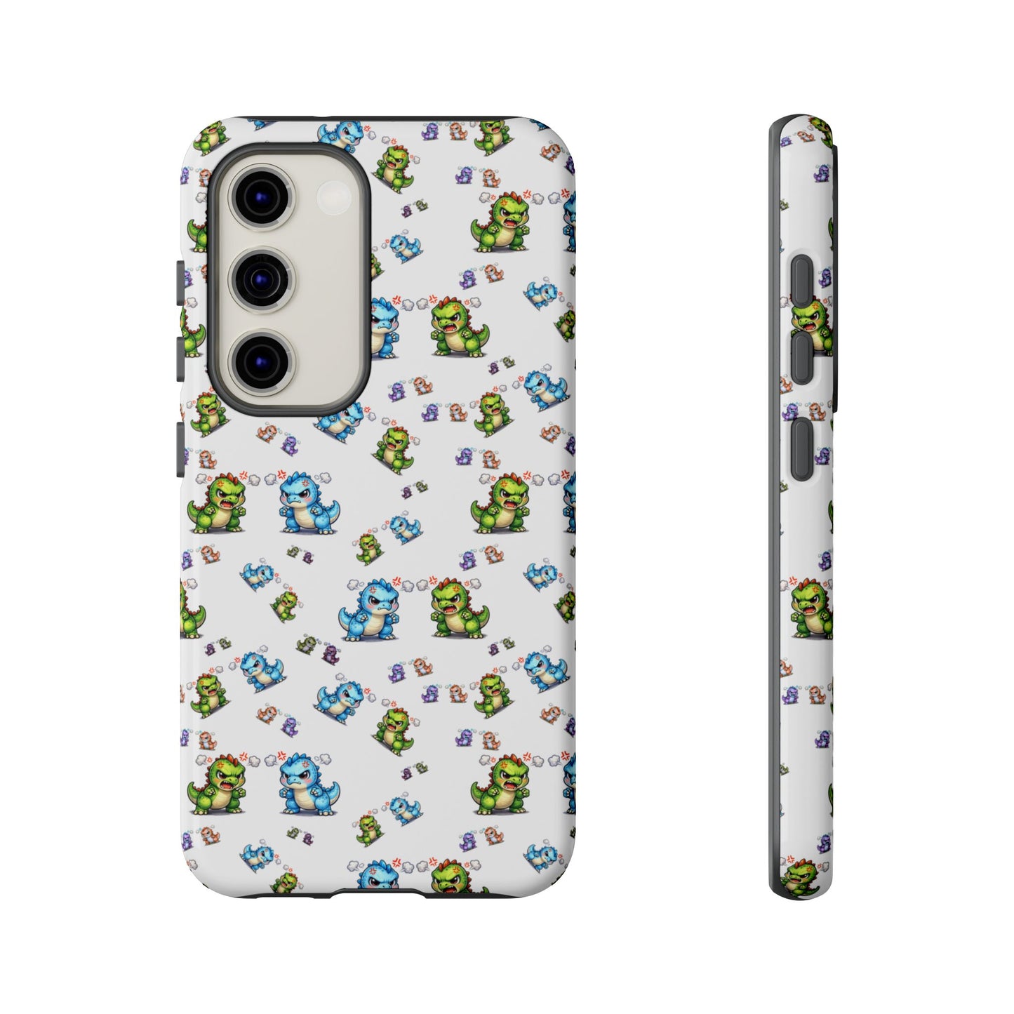 Cute Dino Pattern Phone Case — Playful Cartoon Dinosaur Tough Phone Cover