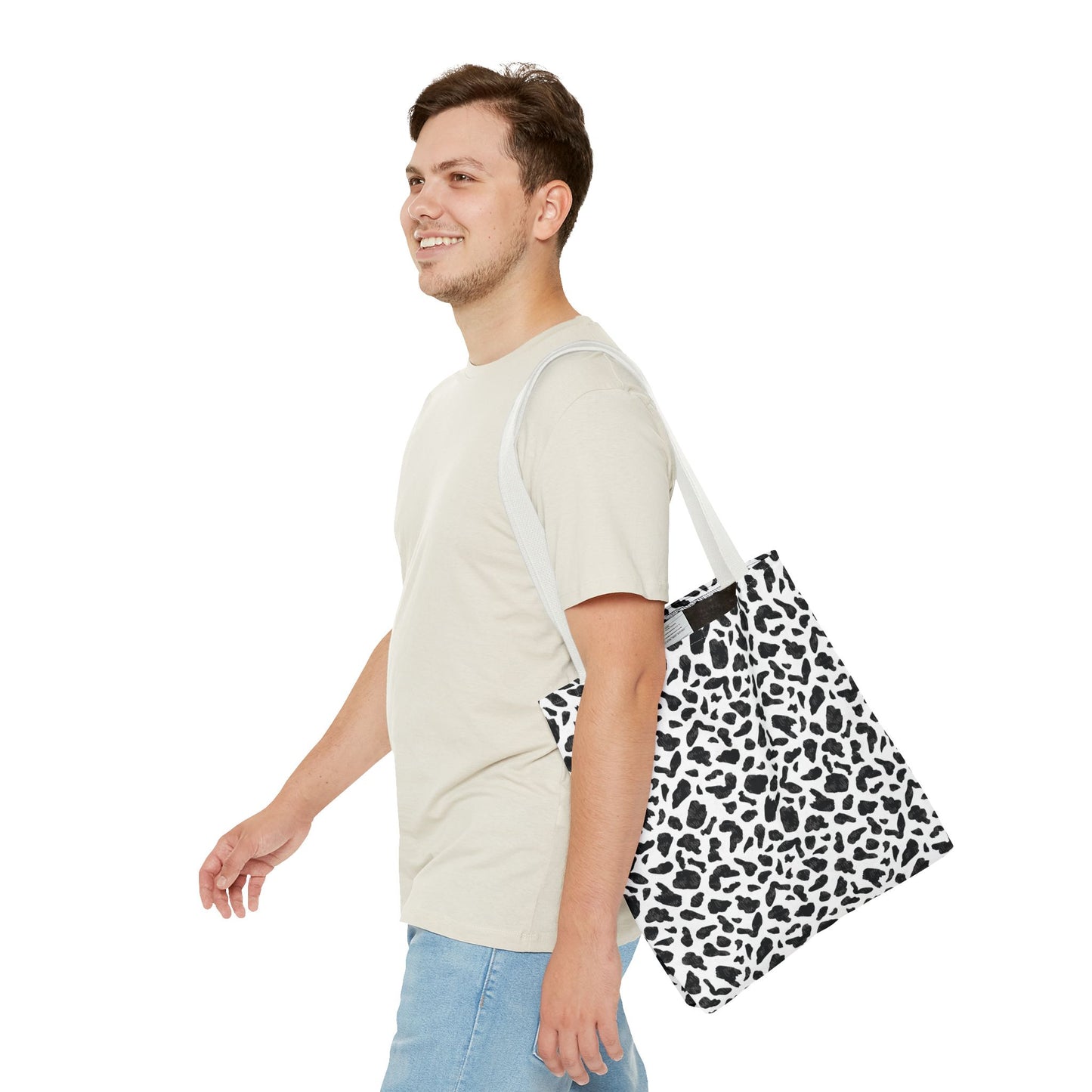 Cow Print Tote Bag – Black & White AOP Canvas Tote