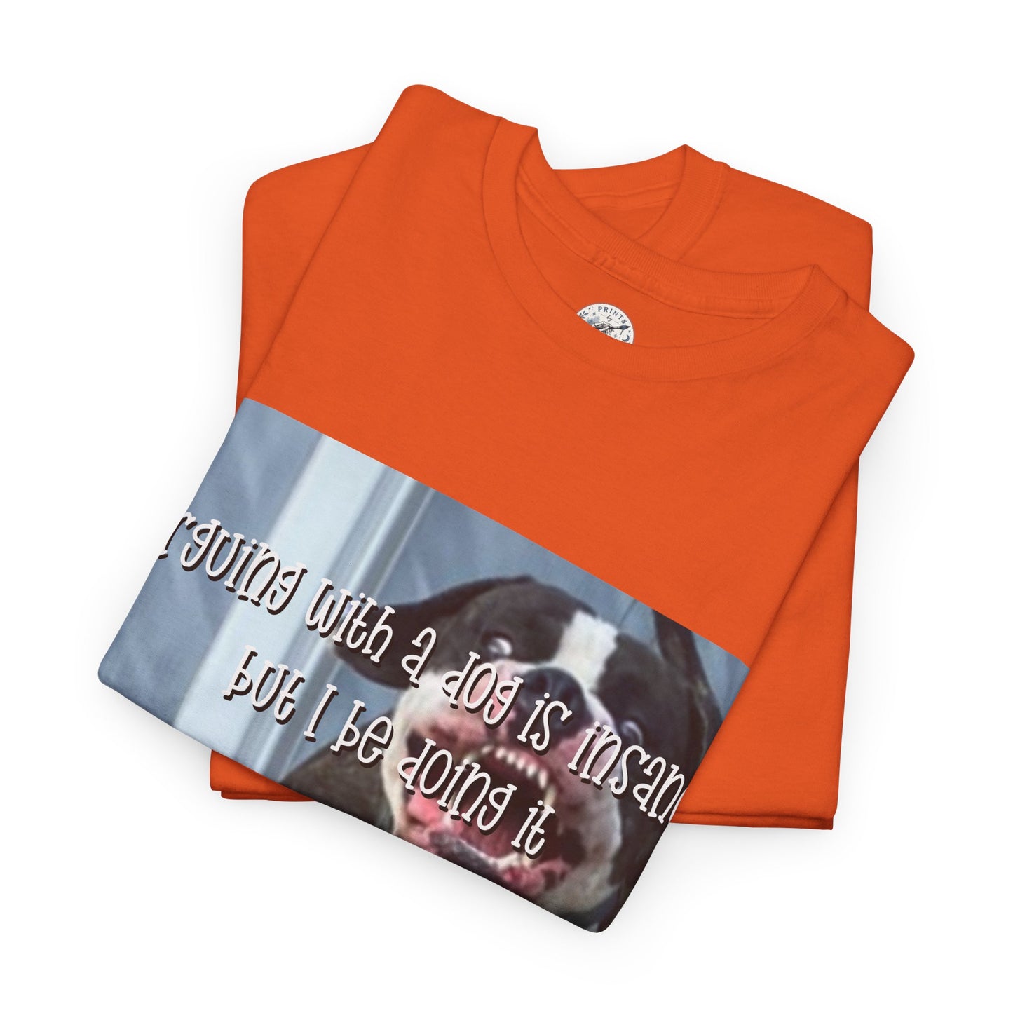 Funny Dog Meme T‑Shirt – “Arguing with a dog is insane but I be doin it” Graphic Tee