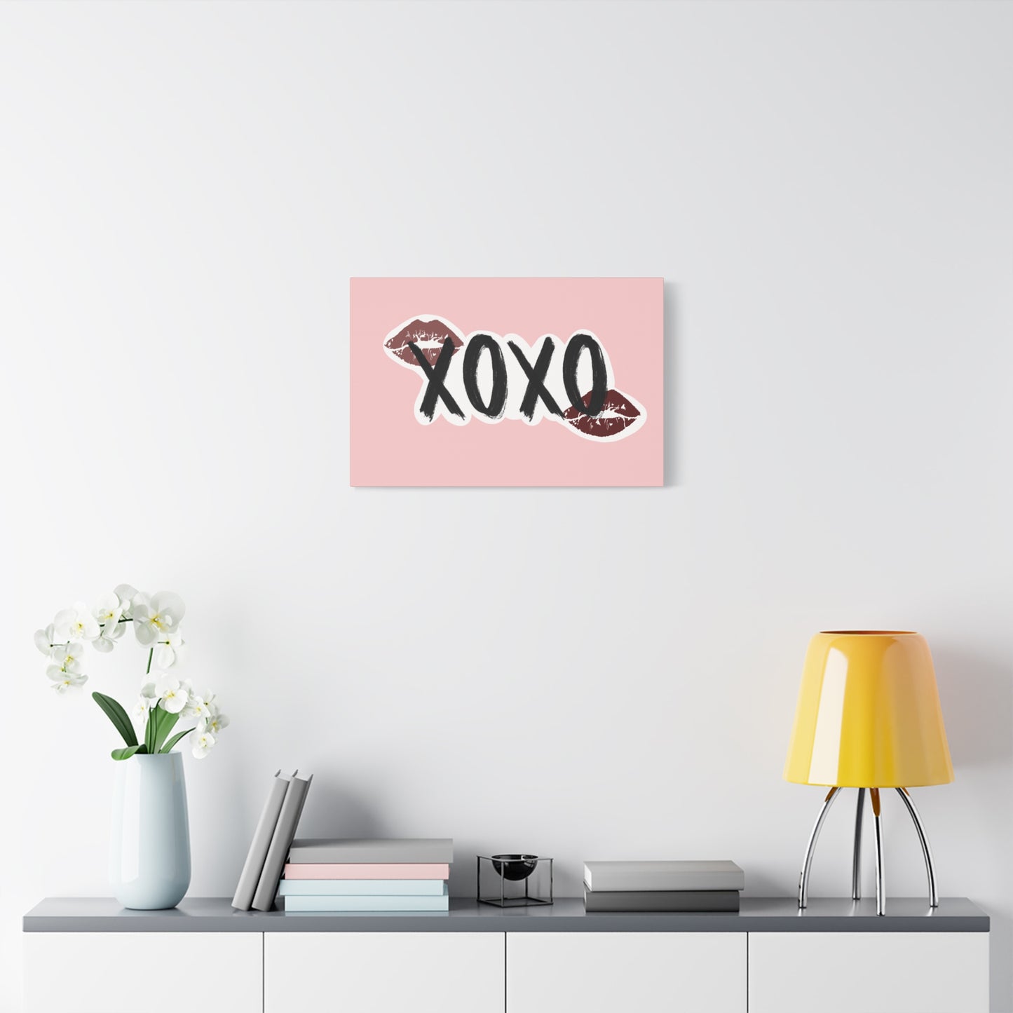 XOXO Kiss Wall Canvas — Pink Romantic Home Décor for Valentine’s Day
