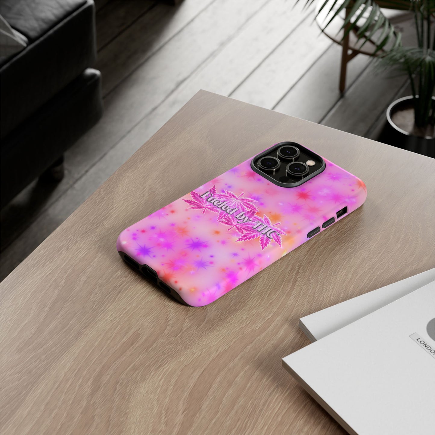 Fueled by THC Phone Case — Pink Cannabis Leaf Protective Case