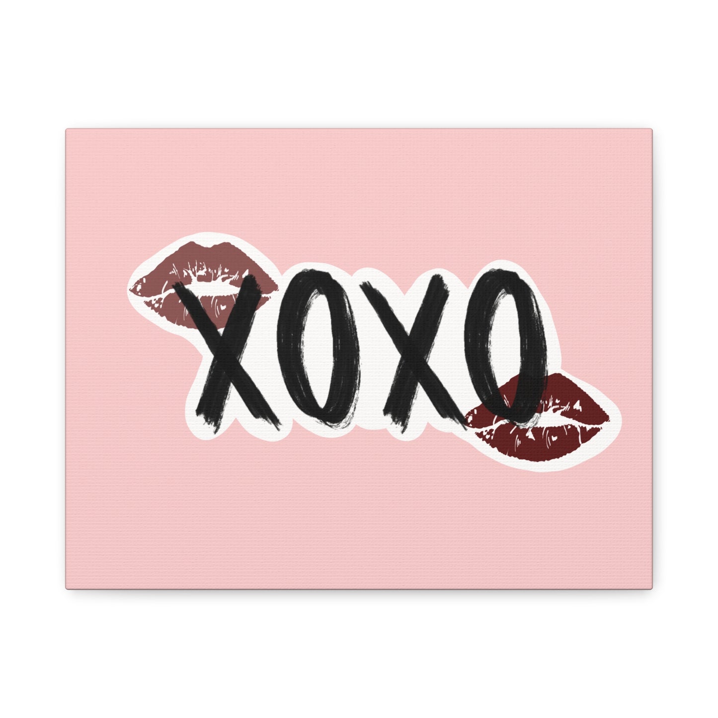 XOXO Kiss Wall Canvas — Pink Romantic Home Décor for Valentine’s Day