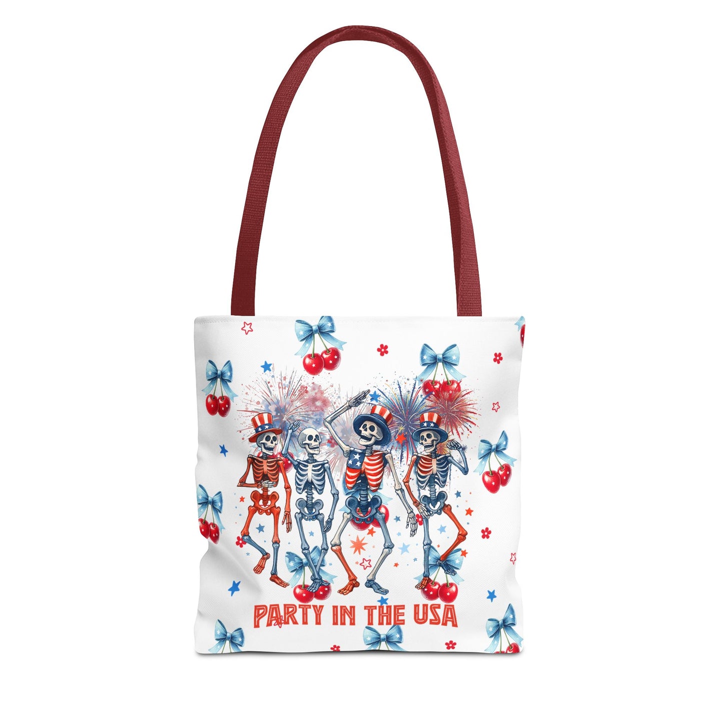 Patriotic Skeletons Tote Bag — "Party in the USA" 4th of July All-Over Print
