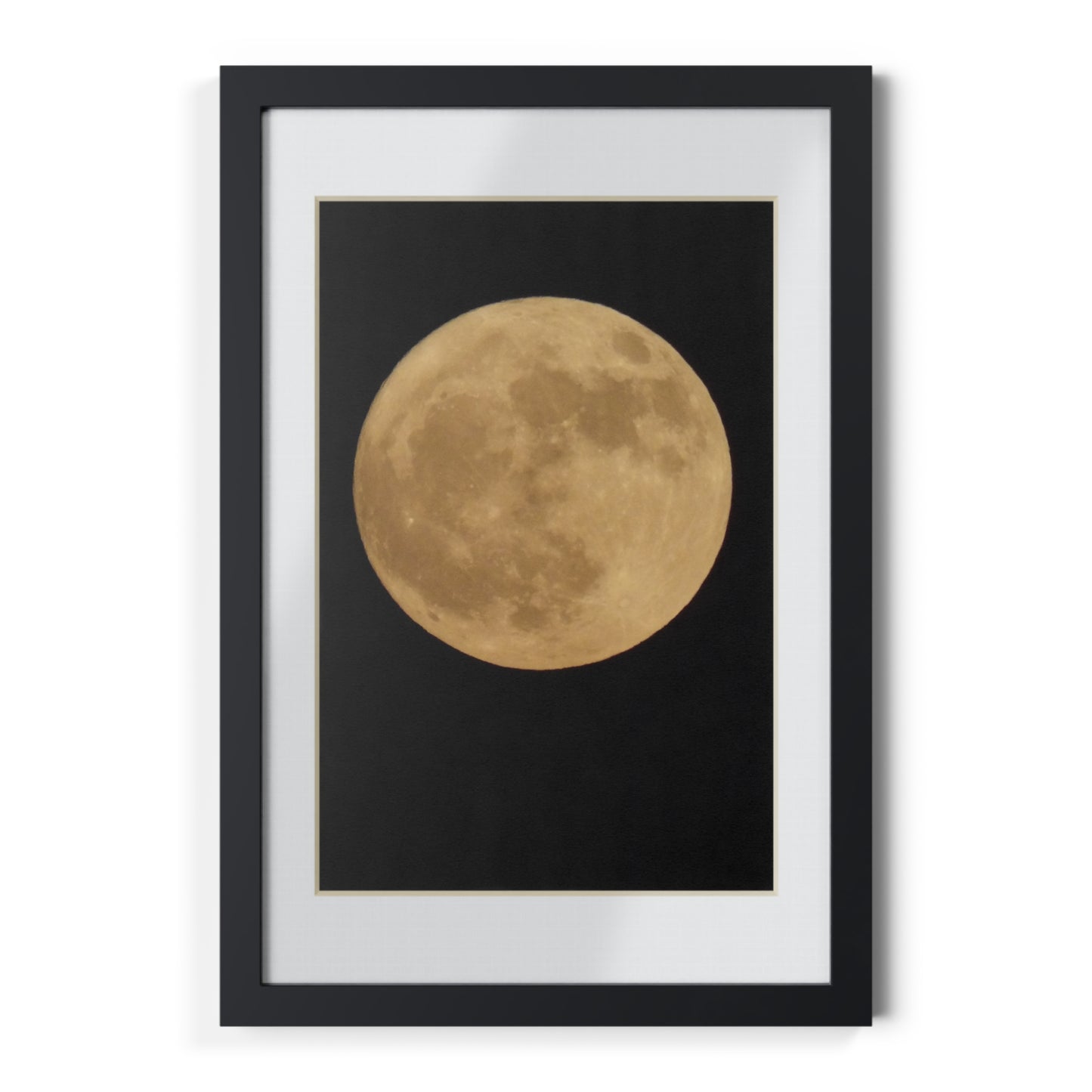 Moon Print Framed Poster — Gold Lunar Art in Black Frame