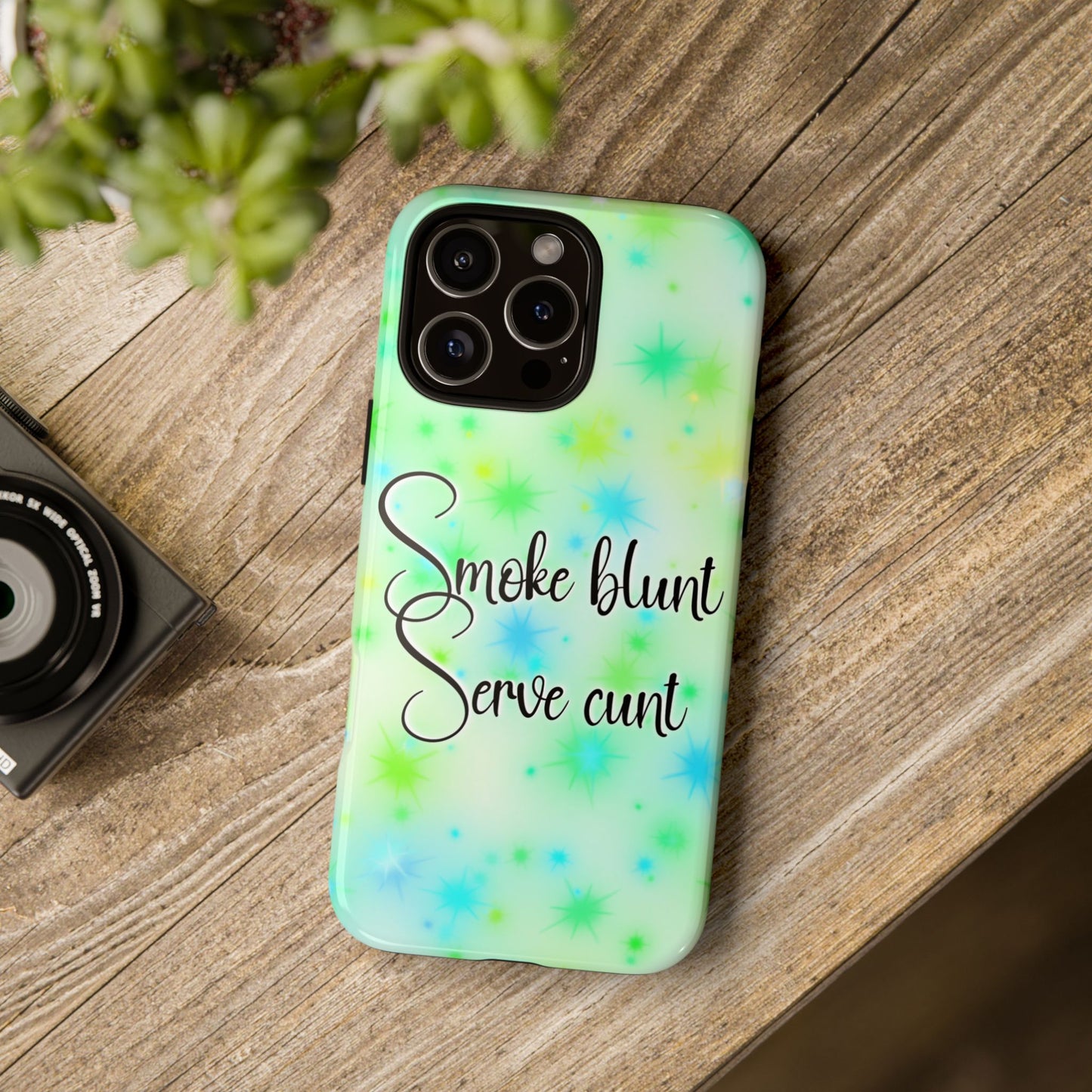 Phone Case — "Smoke blunt, Serve cunt" Green Starburst Tough Case