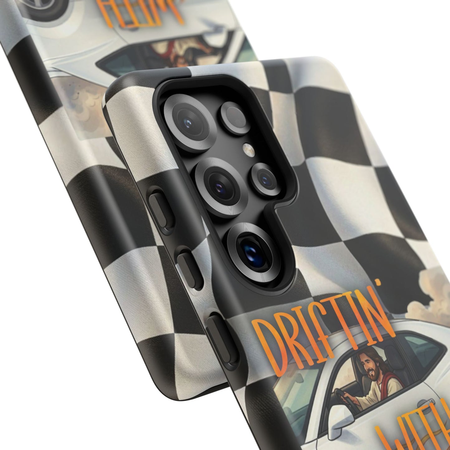 Phone Case — "Driftin' With Jesus" Racing Crosscheck Design - Samsung/ Google phones