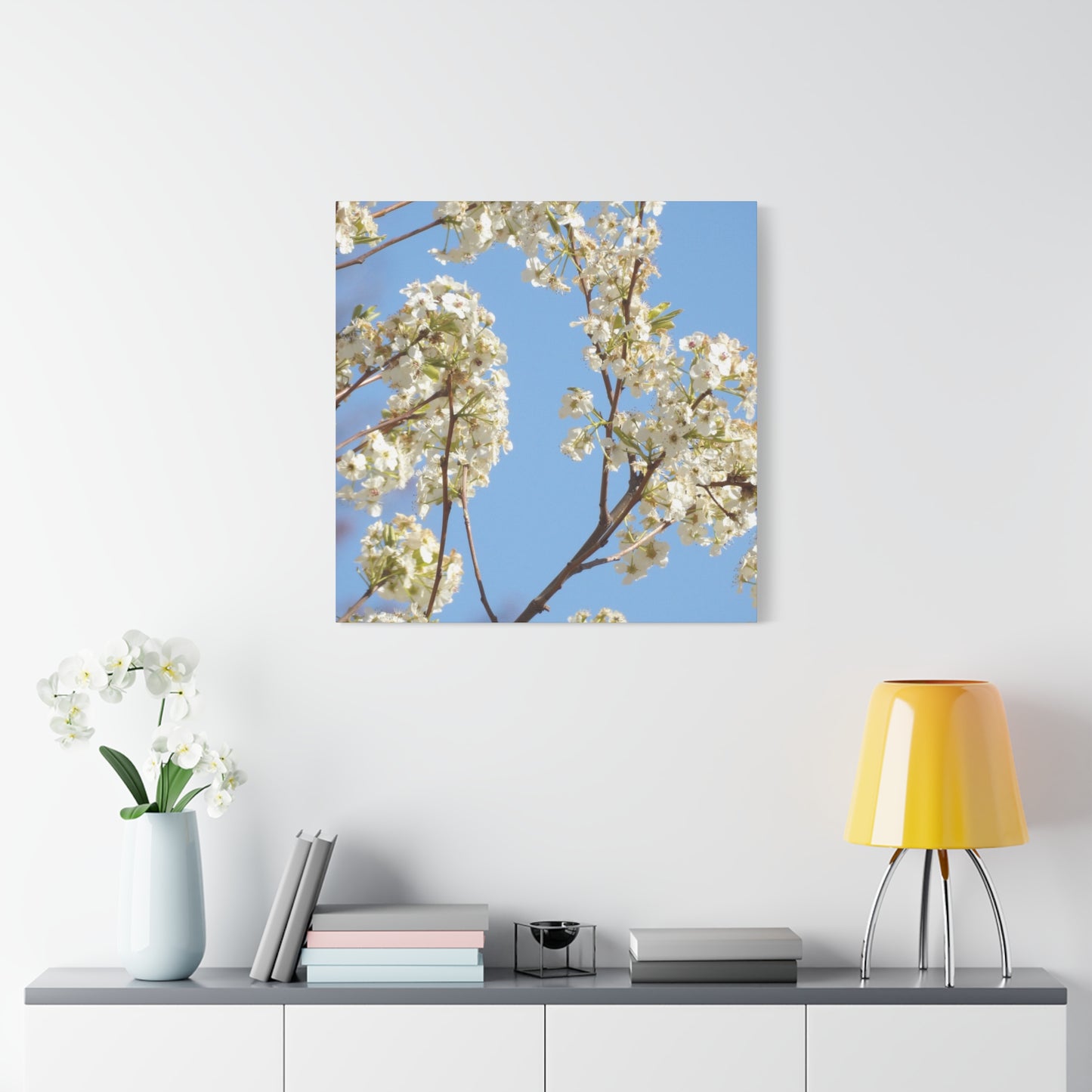 Blossom Branch Canvas Print — Spring White Flower Wall Art