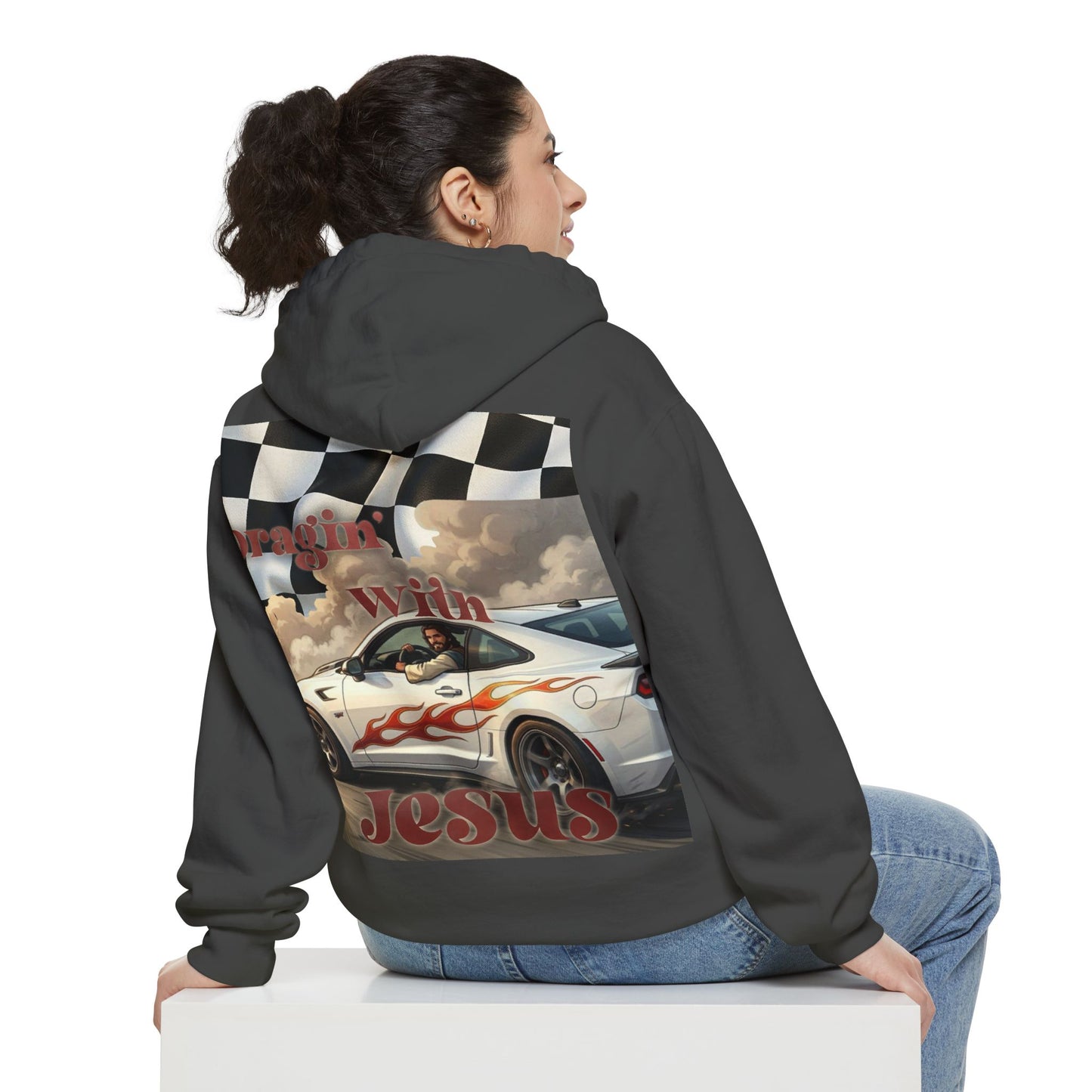 Dragin with Jesus Hoodie — Small Chest Print