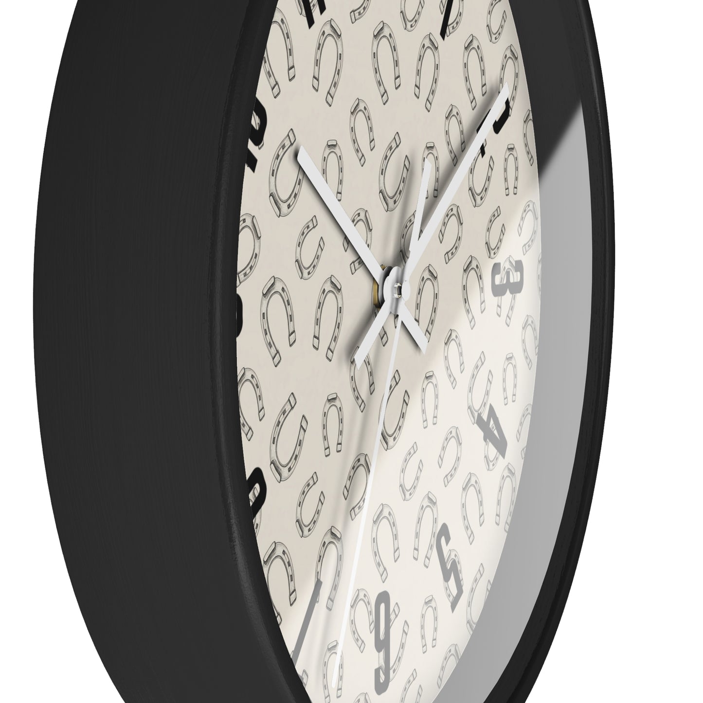 Horseshoe Pattern Wall Clock — Rustic Farmhouse Timepiece for Equestrian Lovers