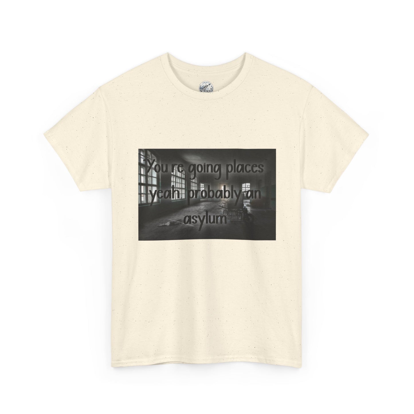 Dark Asylum Photo Tee — "You're Going Places, Yeah Probably the Asylum"