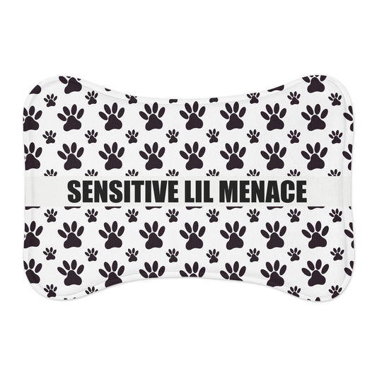 Sensitive Lil Menace Pet Feeding Mat — Paw Print Non-Slip Dog & Cat Placemat