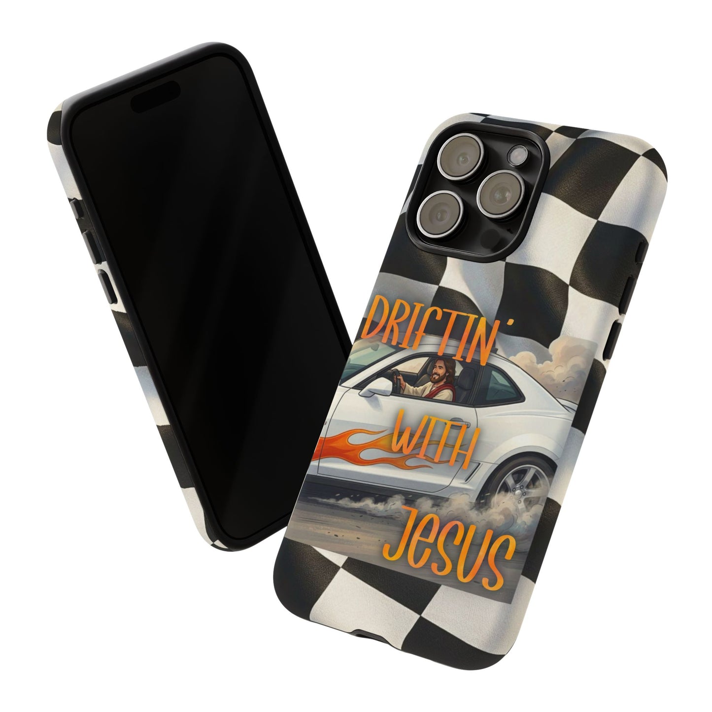 Phone Case — "Driftin' with Jesus" Racing Flag Design- iPhone